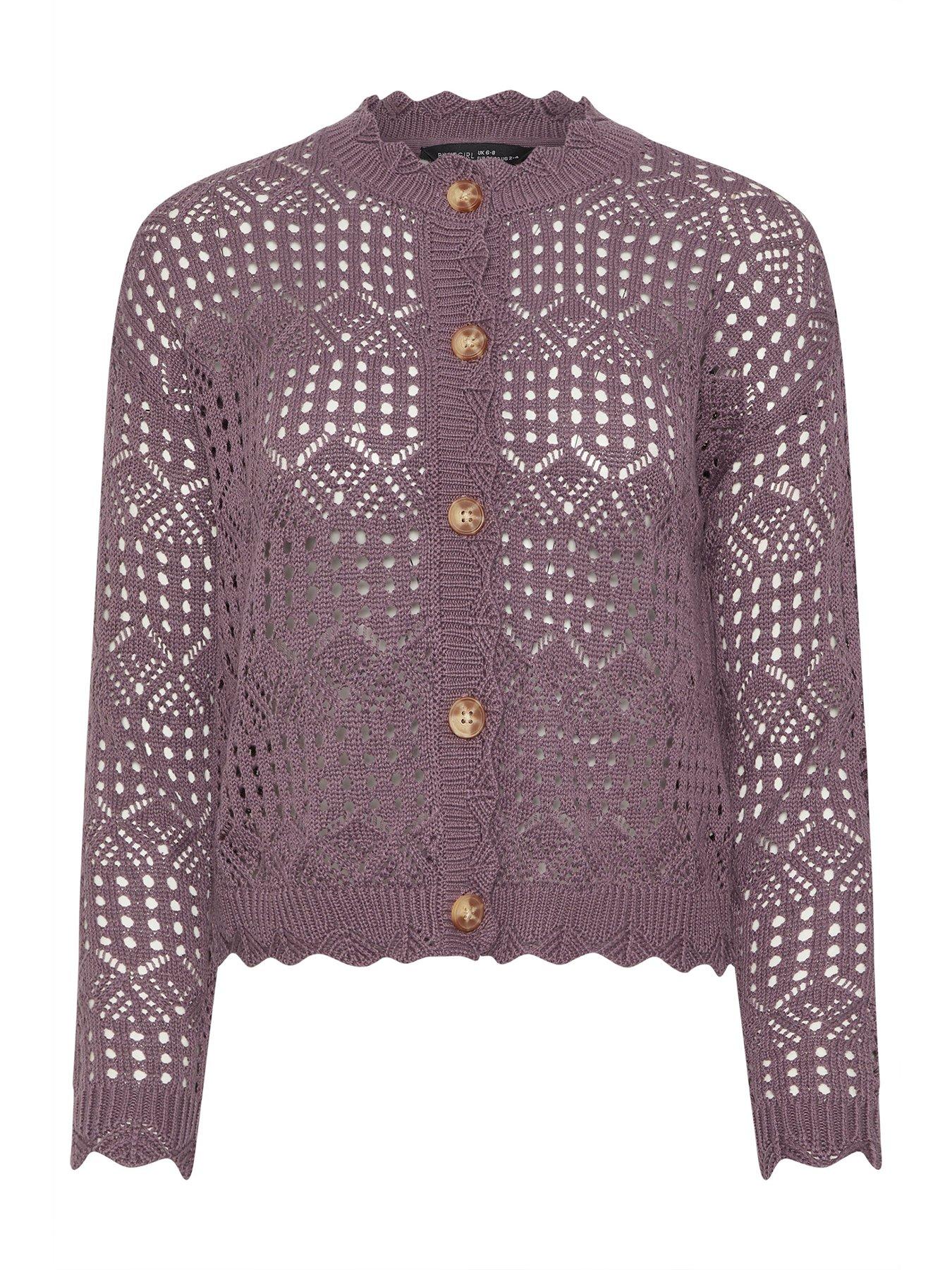  image of pixiegirl-petite-button-crochet-cardigan-purple