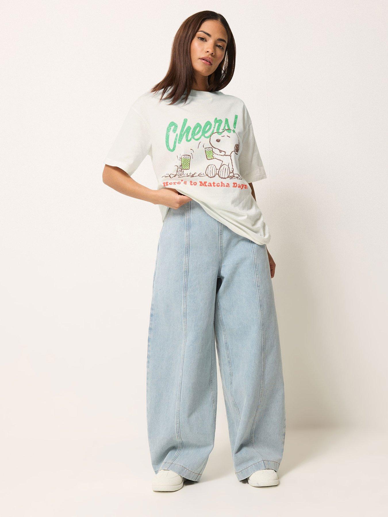 Image 3 of 4 of PixieGirl Petite Snoopy Matcha Days T-Shirt - White