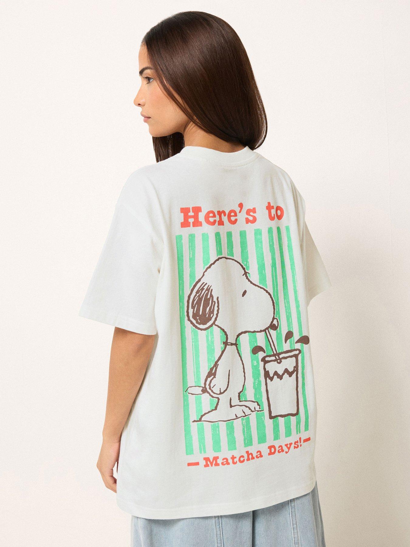 Image 4 of 4 of PixieGirl Petite Snoopy Matcha Days T-Shirt - White