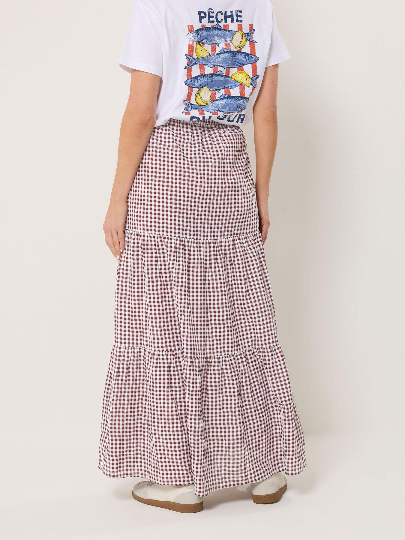 Image 2 of 5 of Long Tall Sally Gingham Maxi Skirt - Red