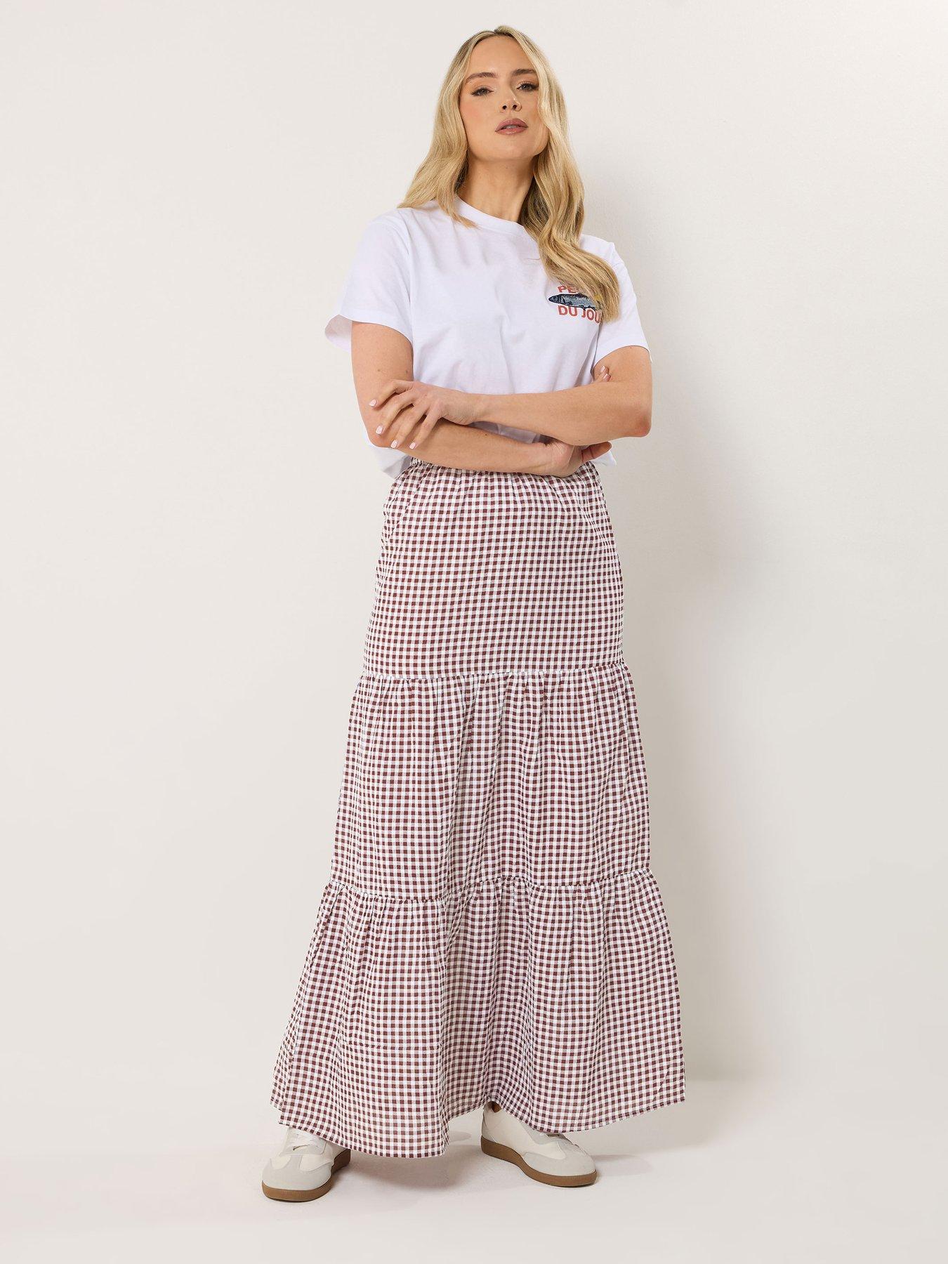 Image 3 of 5 of Long Tall Sally Gingham Maxi Skirt - Red