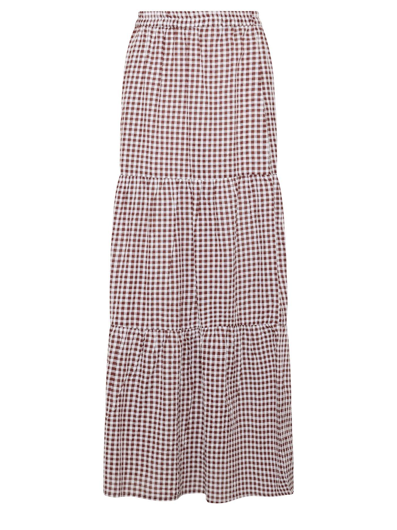 Image 5 of 5 of Long Tall Sally Gingham Maxi Skirt - Red