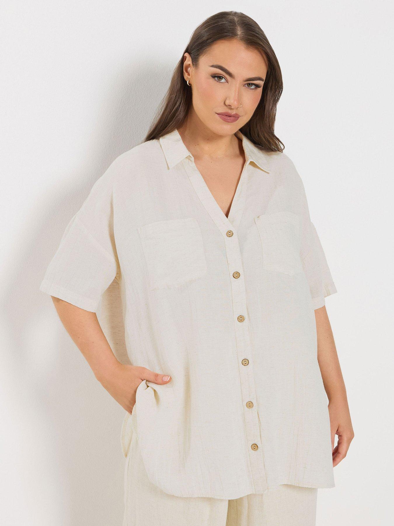 Yours Curve Desert Shirt - Cream