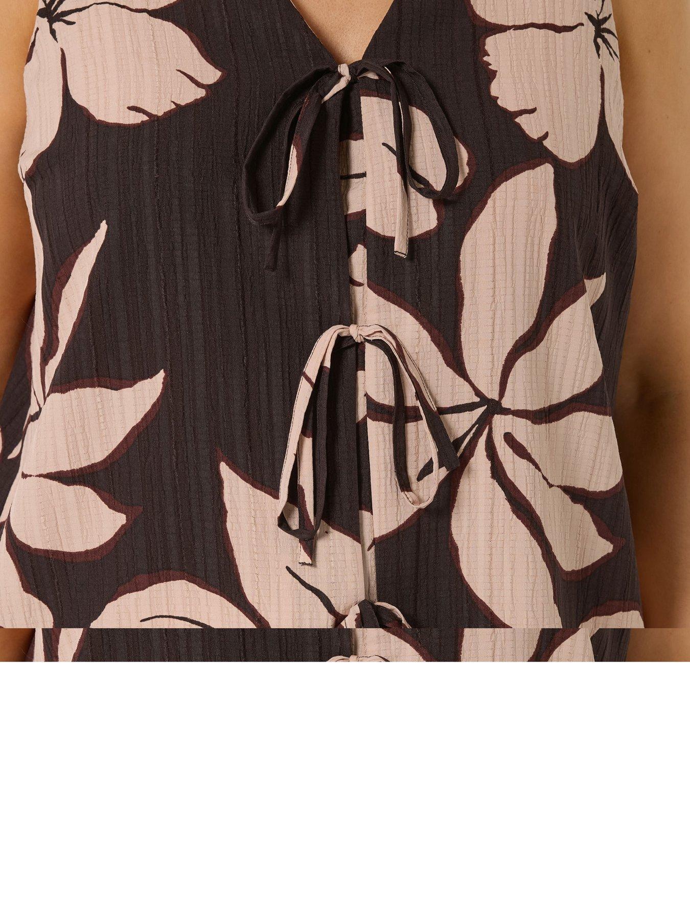 Image 4 of 5 of Yours Curve Tie Front Vest - Brown