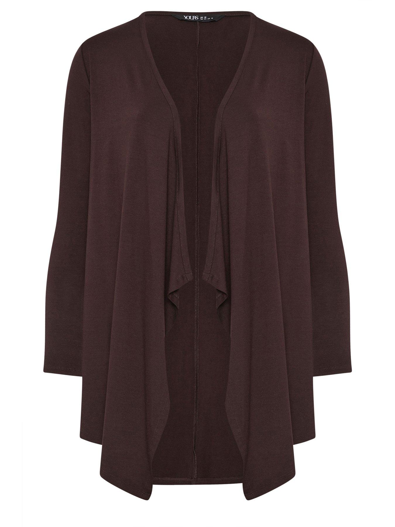 Image 5 of 5 of Yours Curve Waterfall Cardigan - Brown