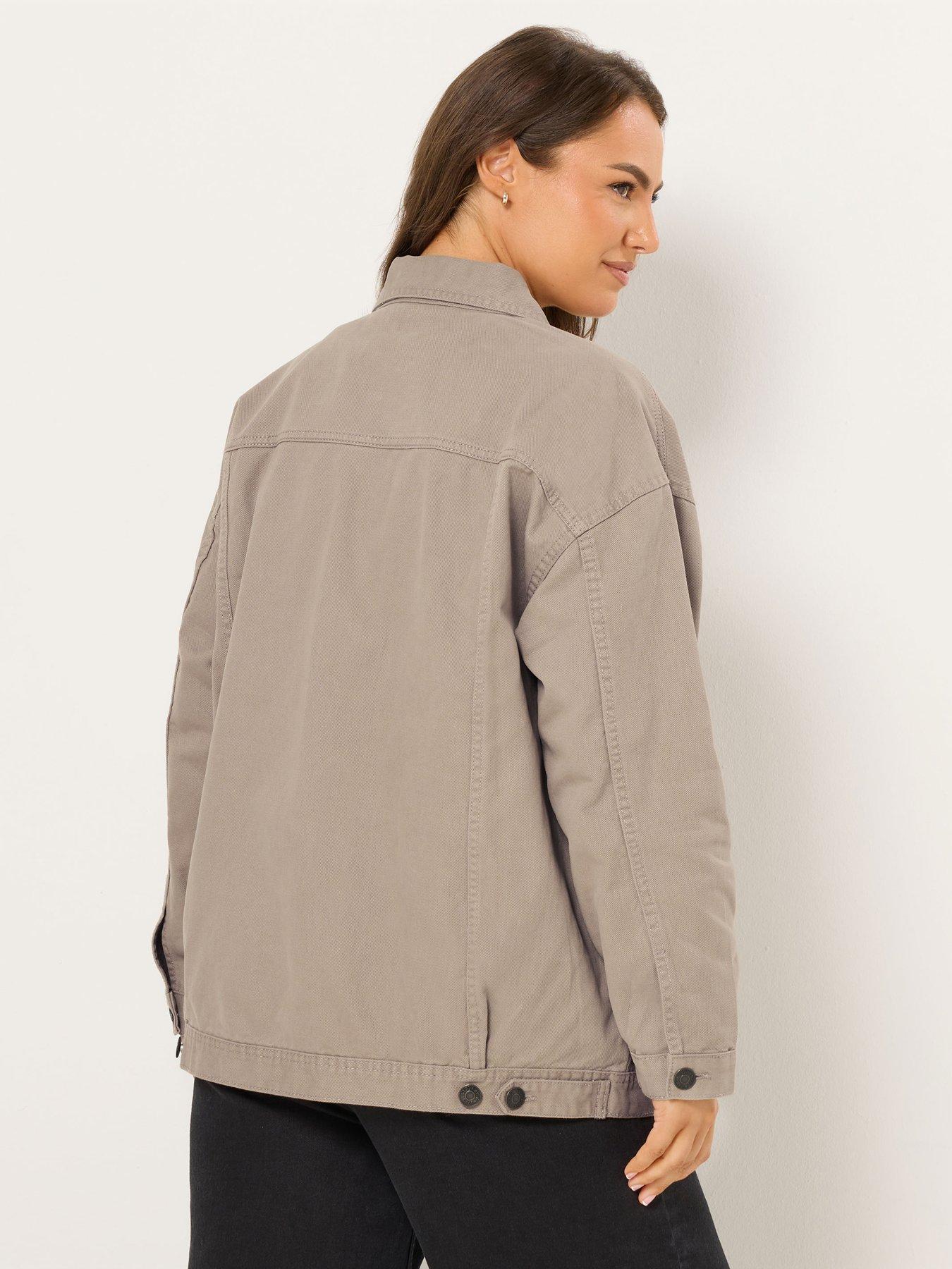 stillFront image of yours-curve-oversized-denim-jacket-brown