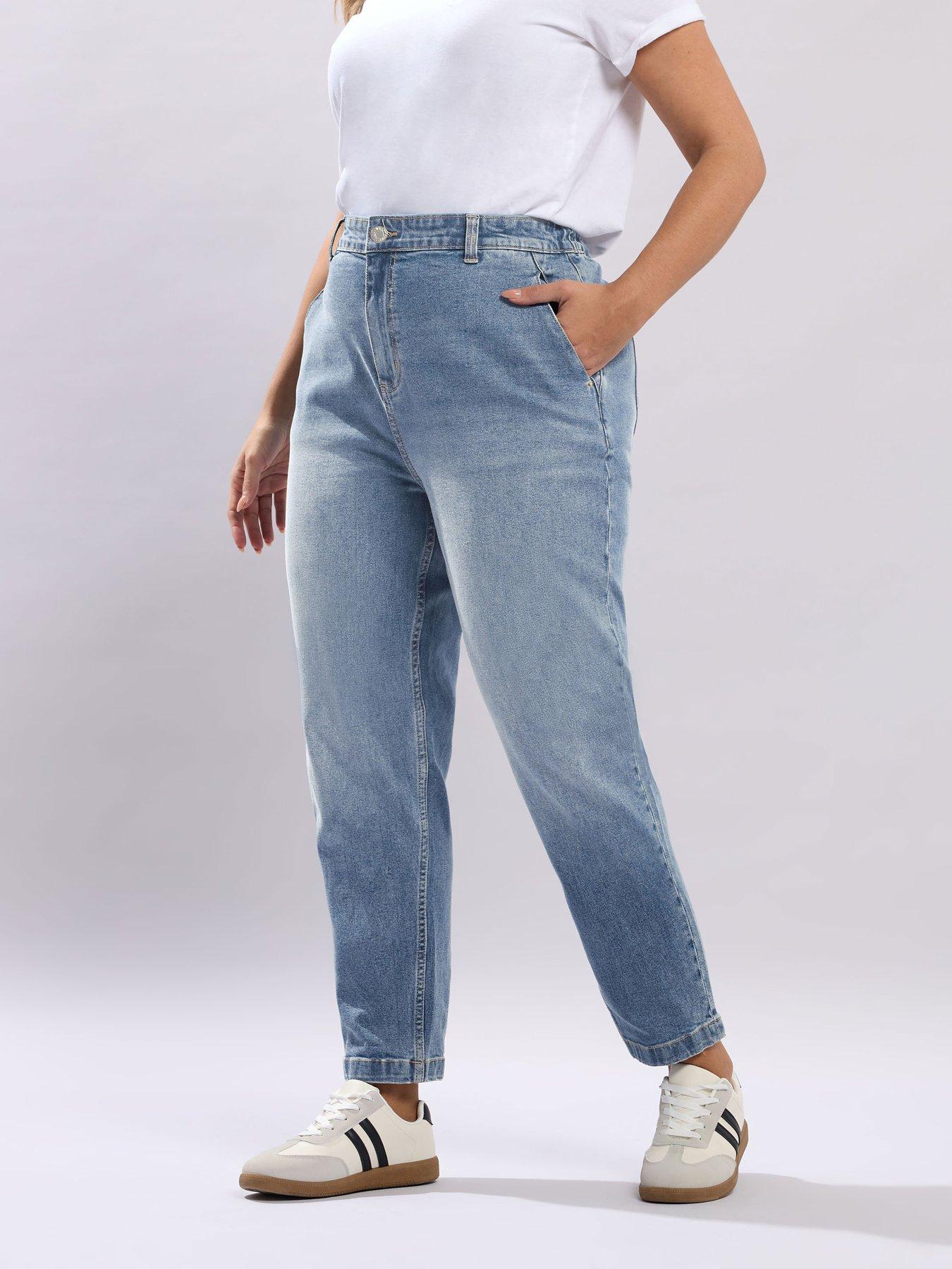 Image 1 of 5 of Yours Curve Barrel Jeans - Blue