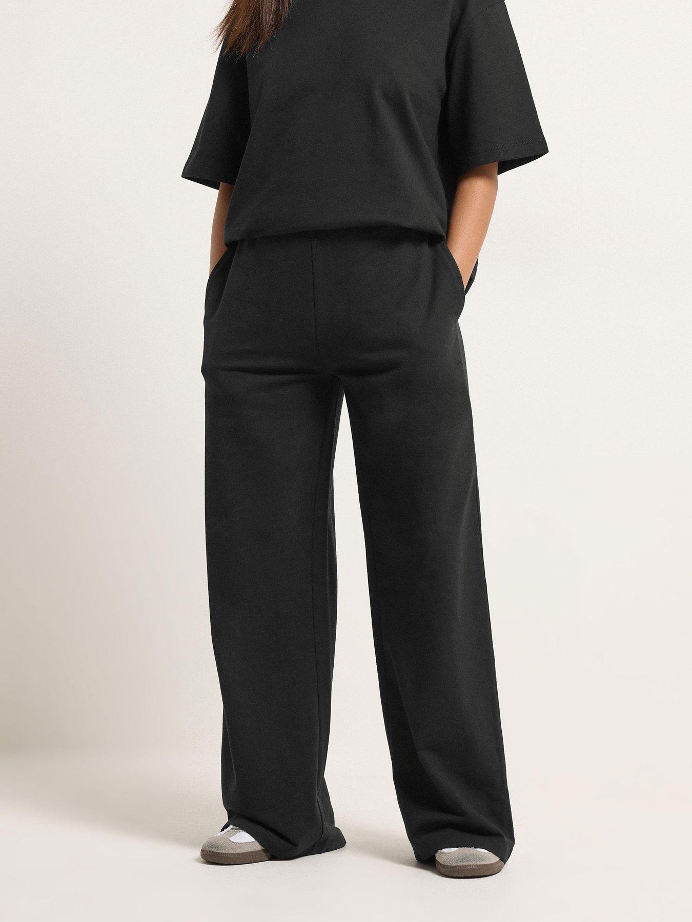 PixieGirl Petite Wide Leg Joggers - Black