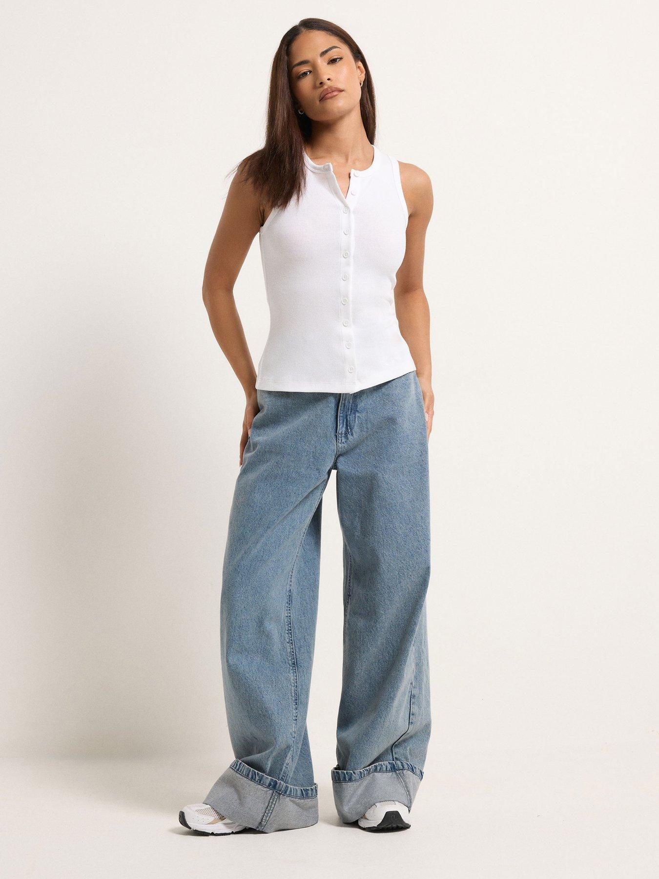 Image 3 of 6 of PixieGirl Petite 2 Pack Button Ribbed Vest