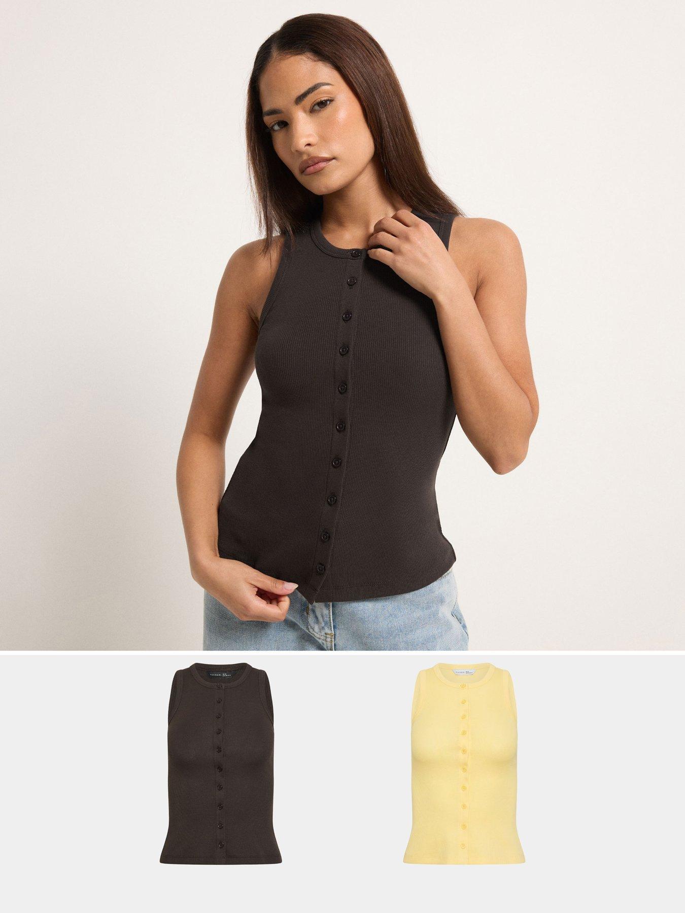 front image of pixiegirl-petite-2-pack-button-ribbed-vest