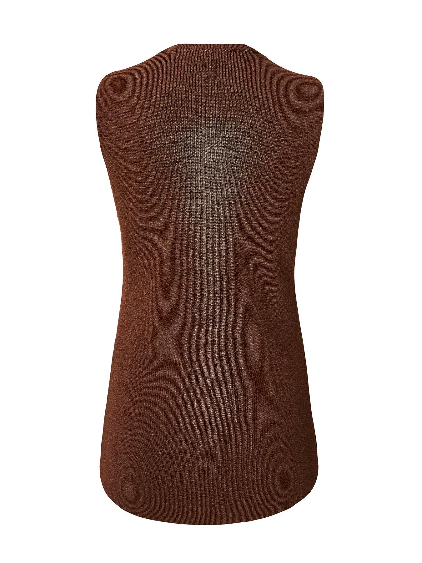  image of quiz-brown-knitted-button-front-top