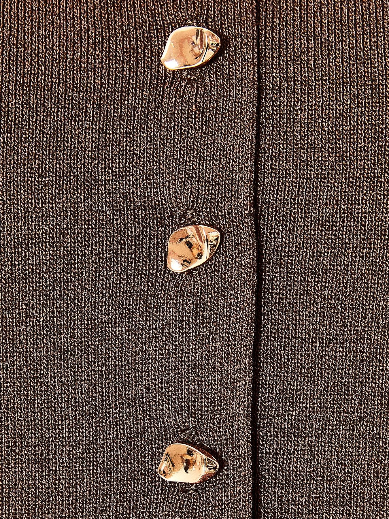  image of quiz-brown-knitted-button-front-top