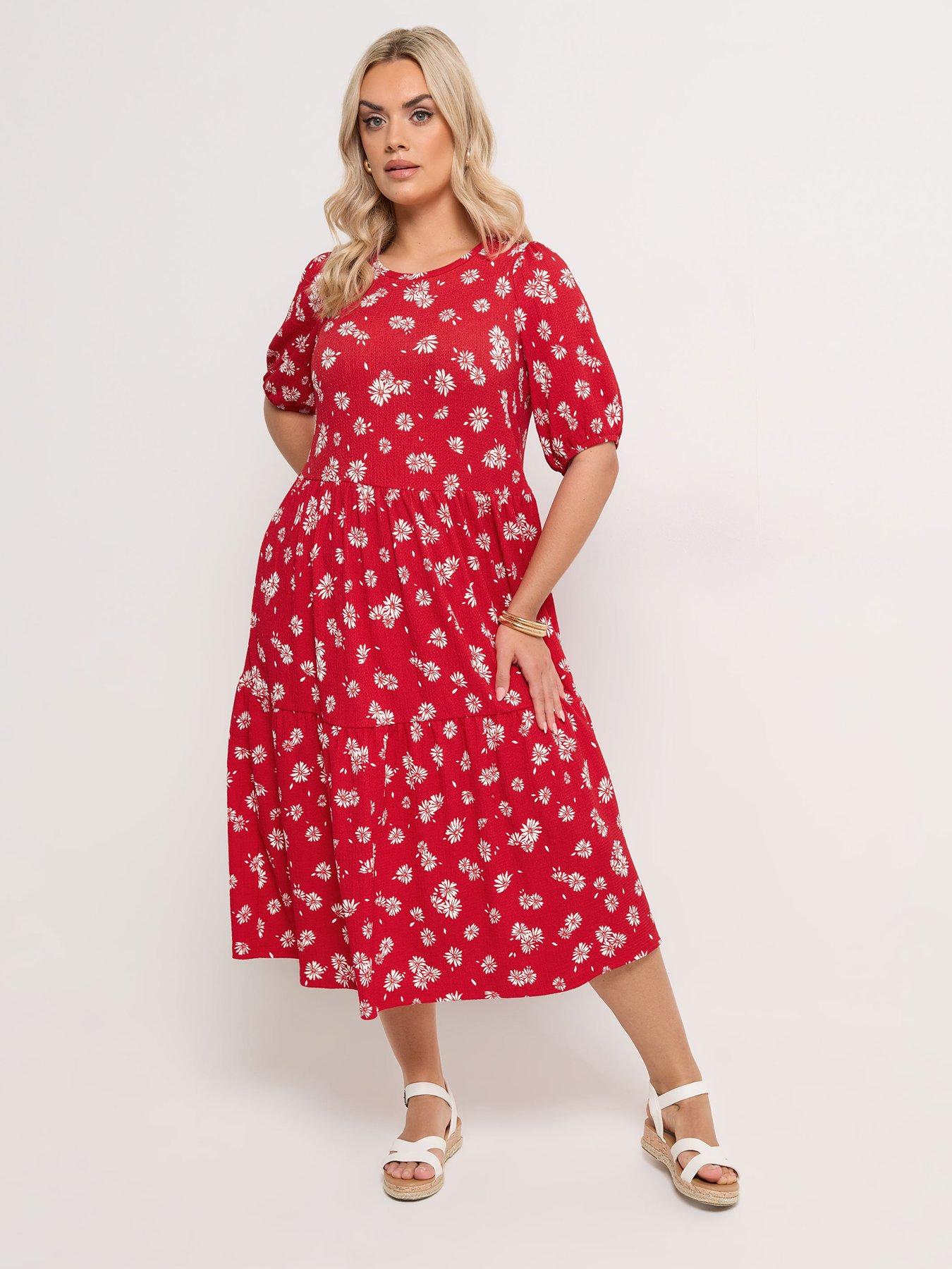 Yours Curve Puff Sleeve Tiered Daisy Dress
