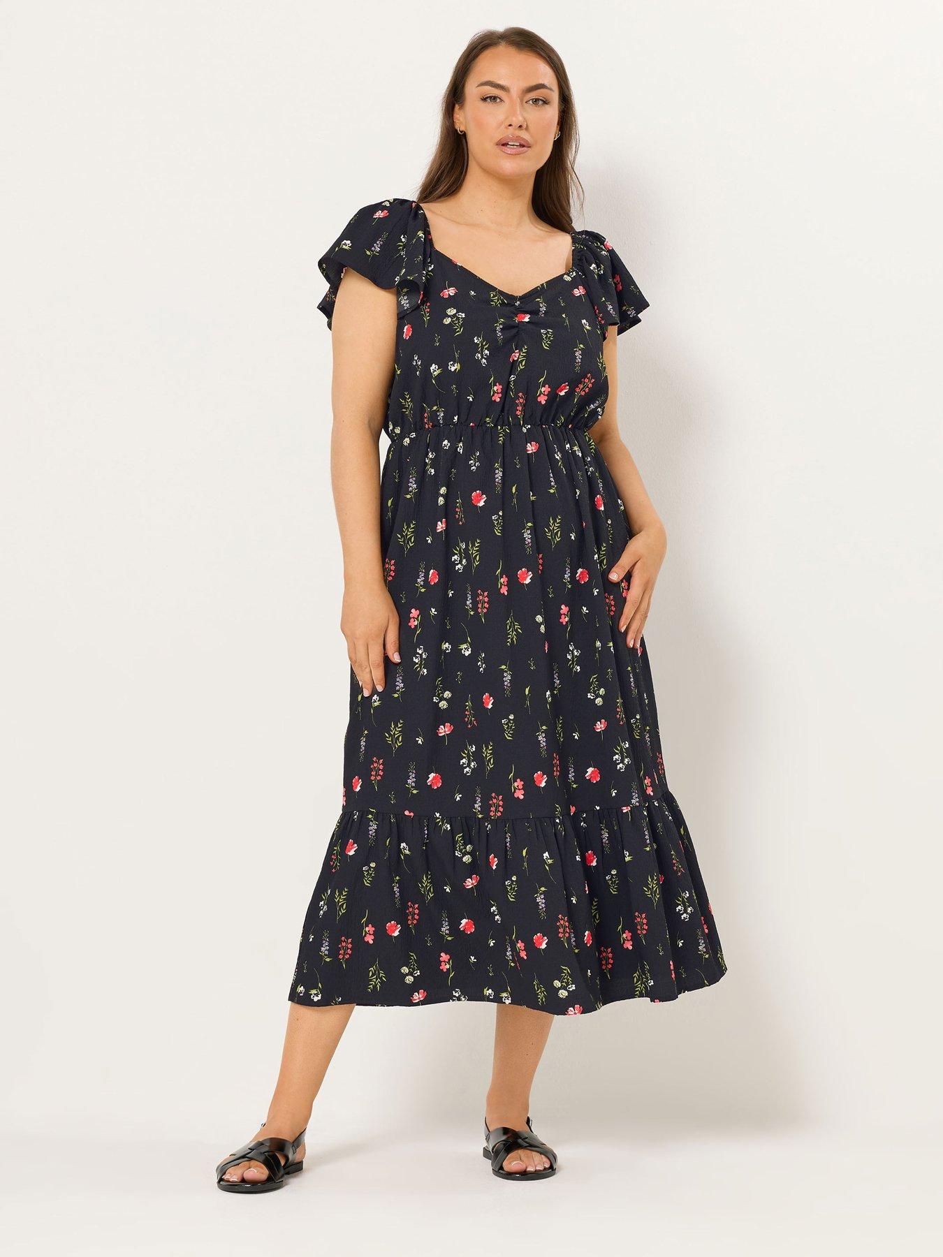 Yours Curve Ruched Flutter Dress
