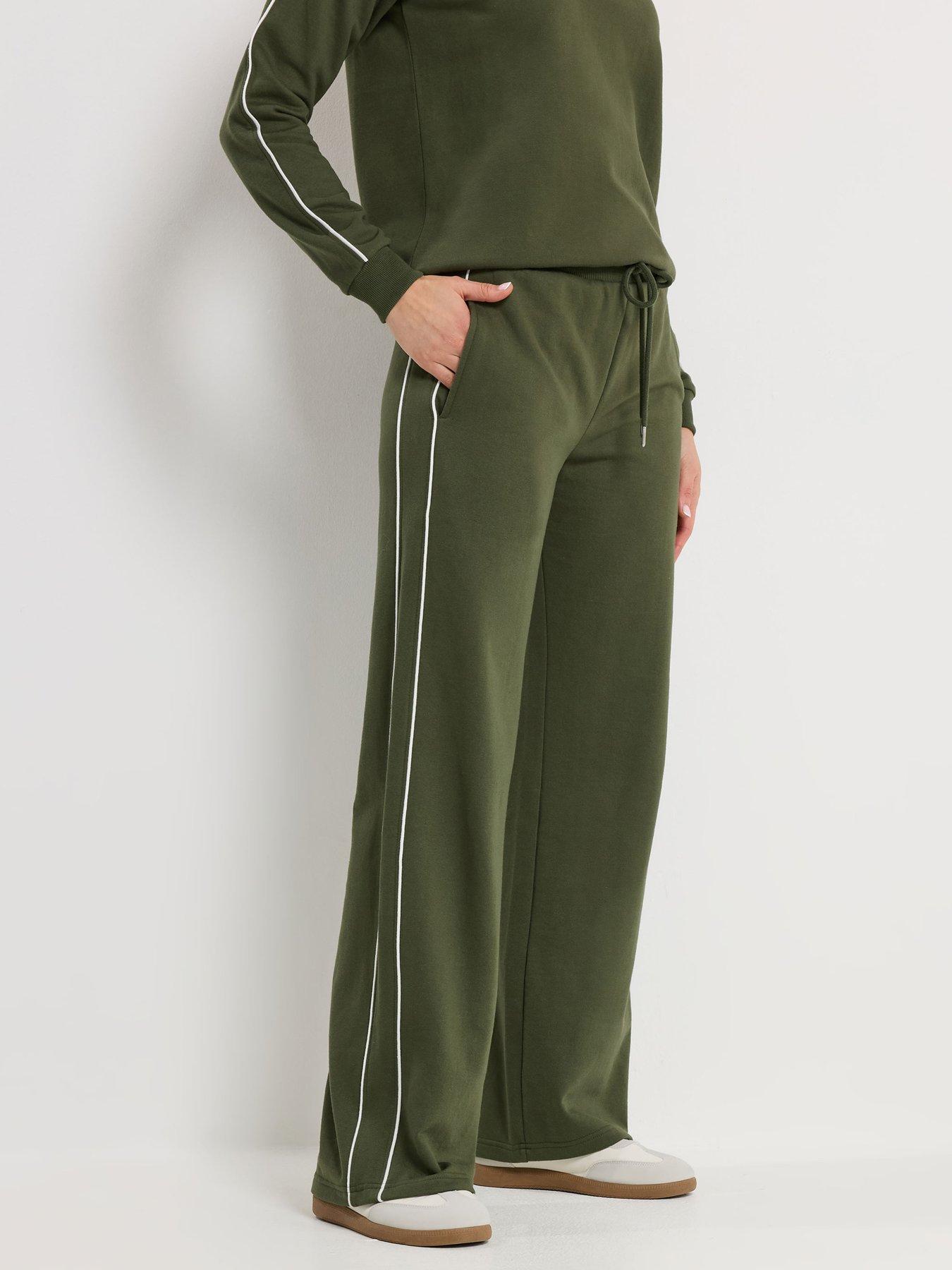 Long Tall Sally Piped Wide Leg Jogger 34" - Green