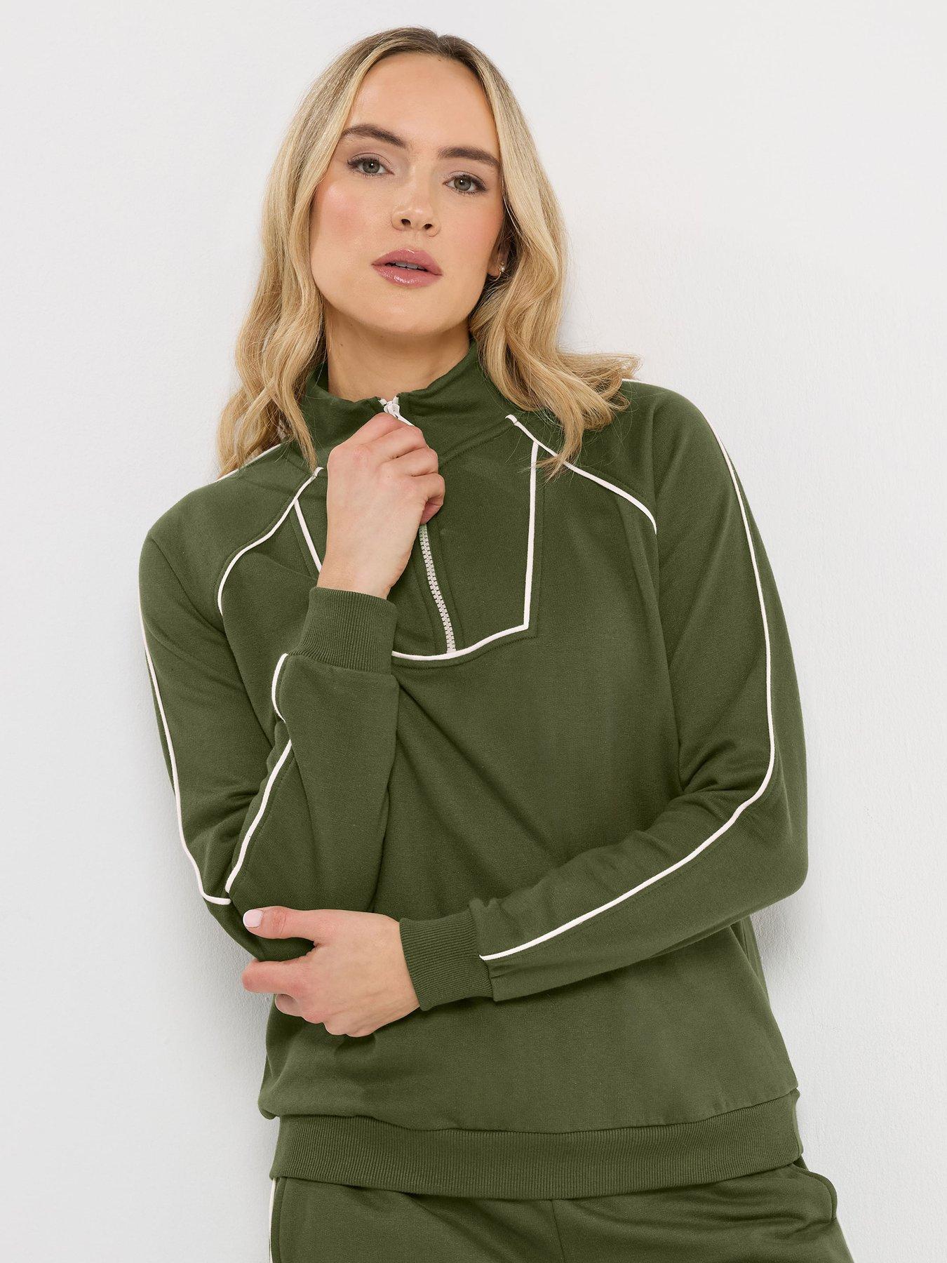 Long Tall Sally Half Zip Piped Sweatshirt - Green