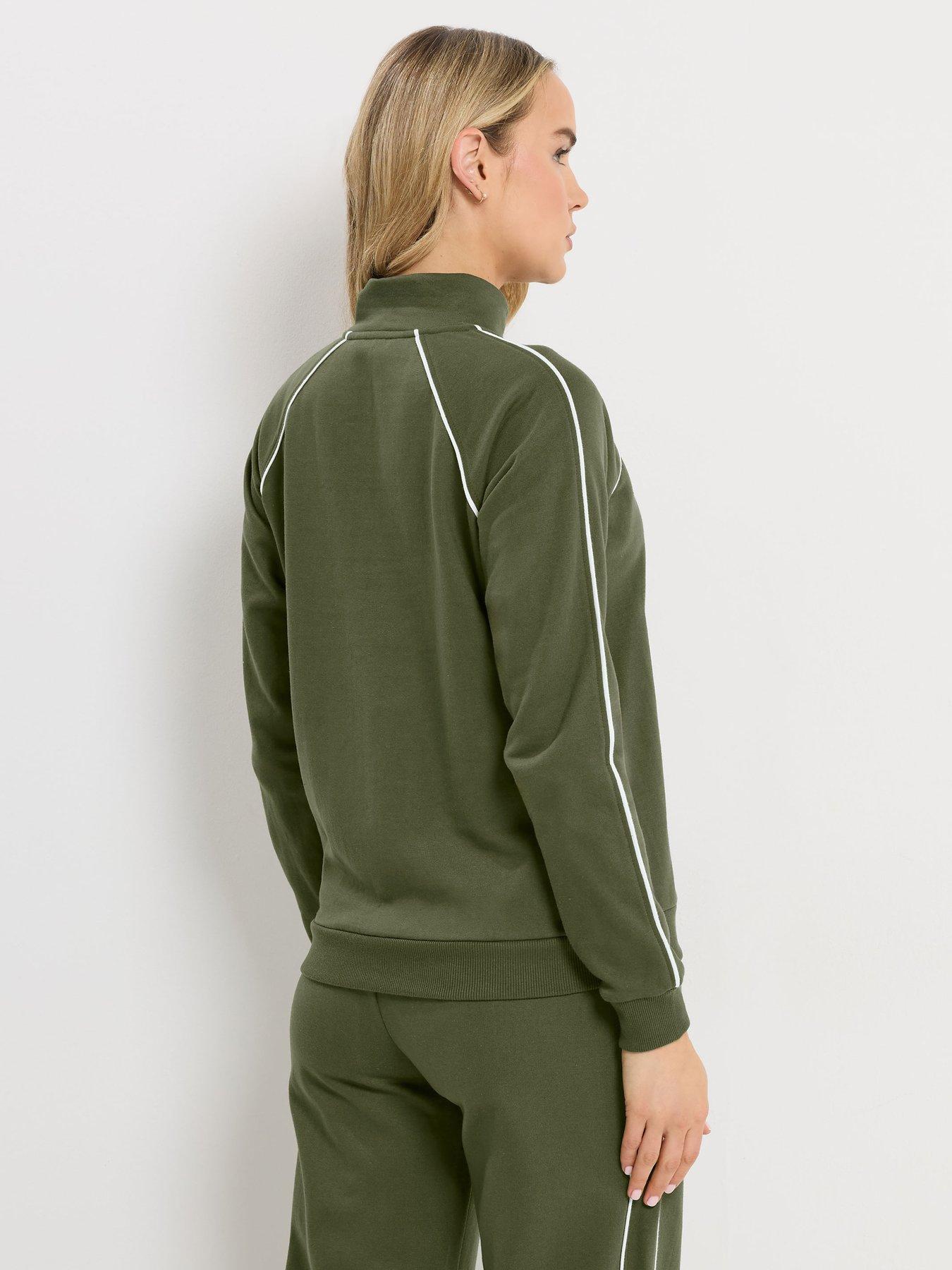 Image 2 of 4 of Long Tall Sally Half Zip Piped Sweatshirt - Green