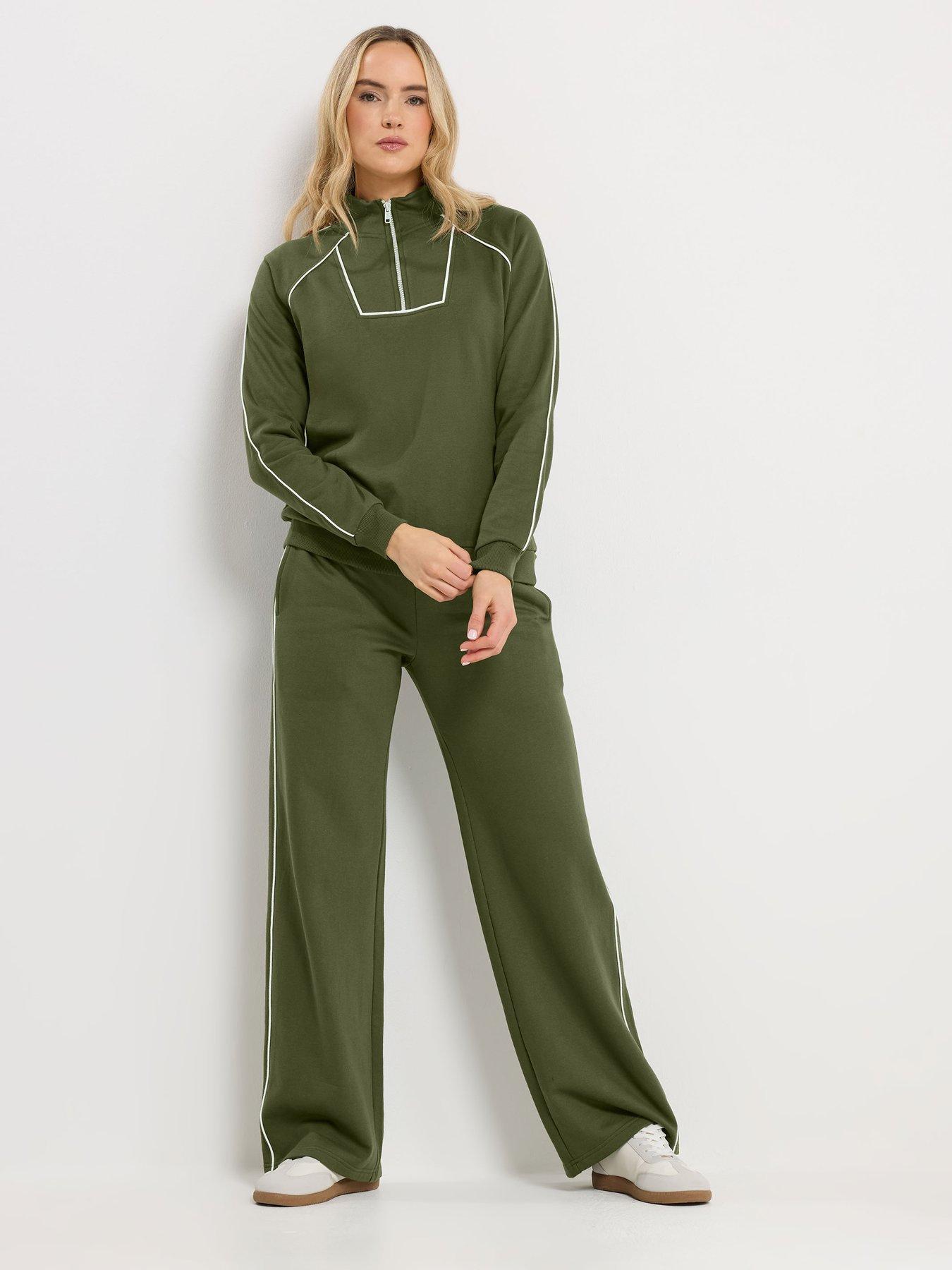 Image 3 of 4 of Long Tall Sally Half Zip Piped Sweatshirt - Green
