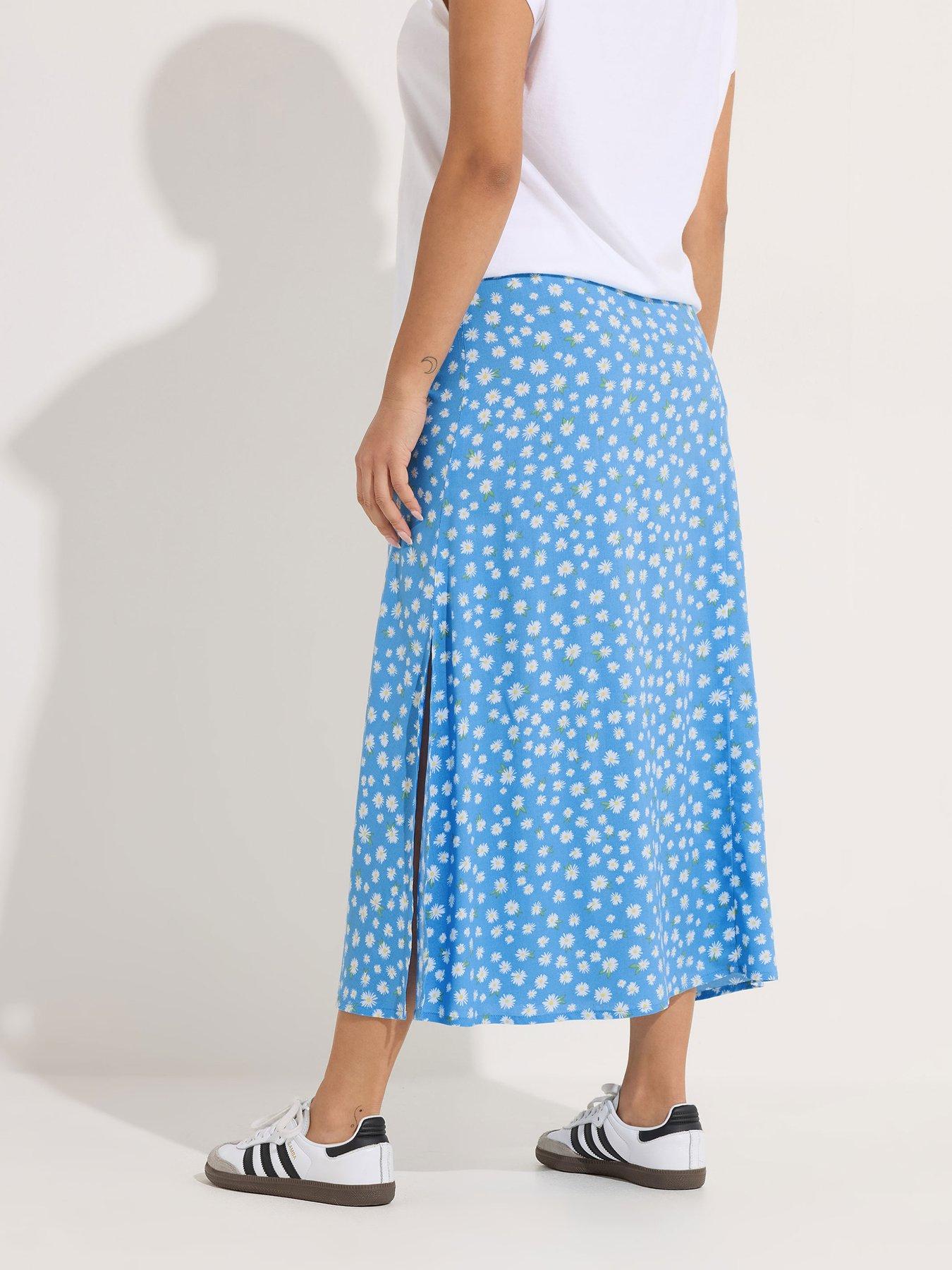 stillFront image of pixiegirl-petite-daisy-a-line-midaxi-skirt-blue