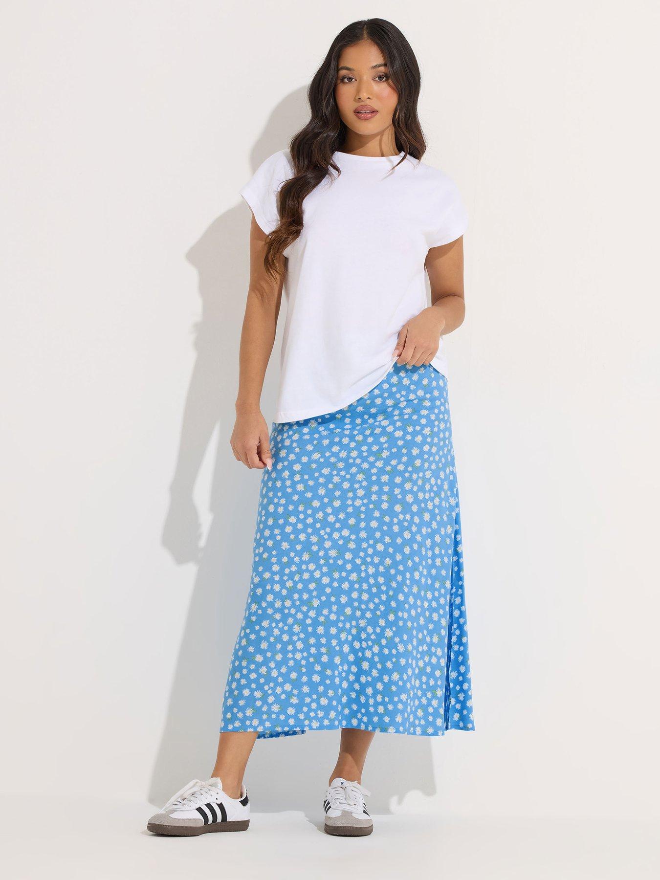  image of pixiegirl-petite-daisy-a-line-midaxi-skirt-blue