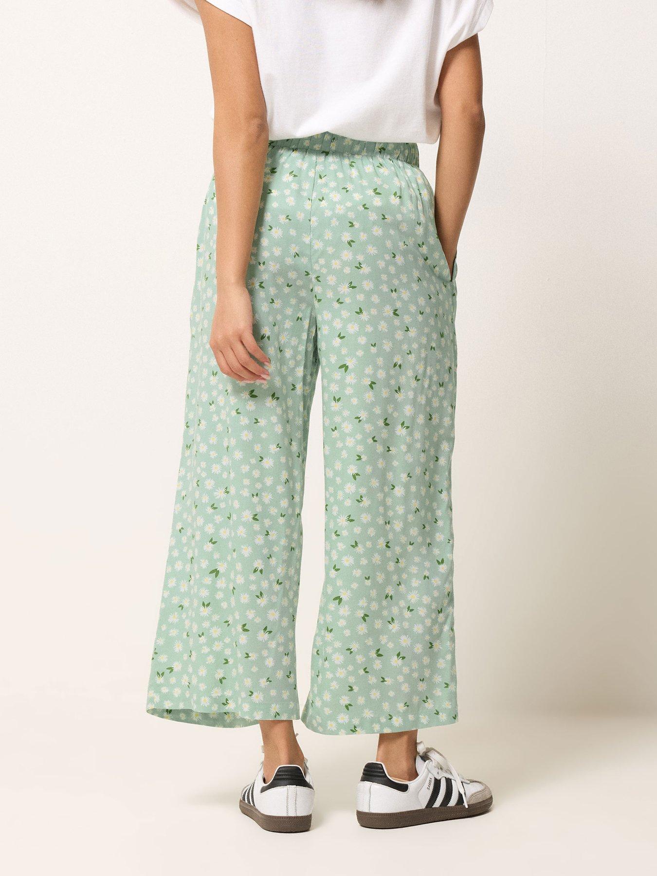  image of pixiegirl-petite-daisy-wide-leg-crop-trousers-green