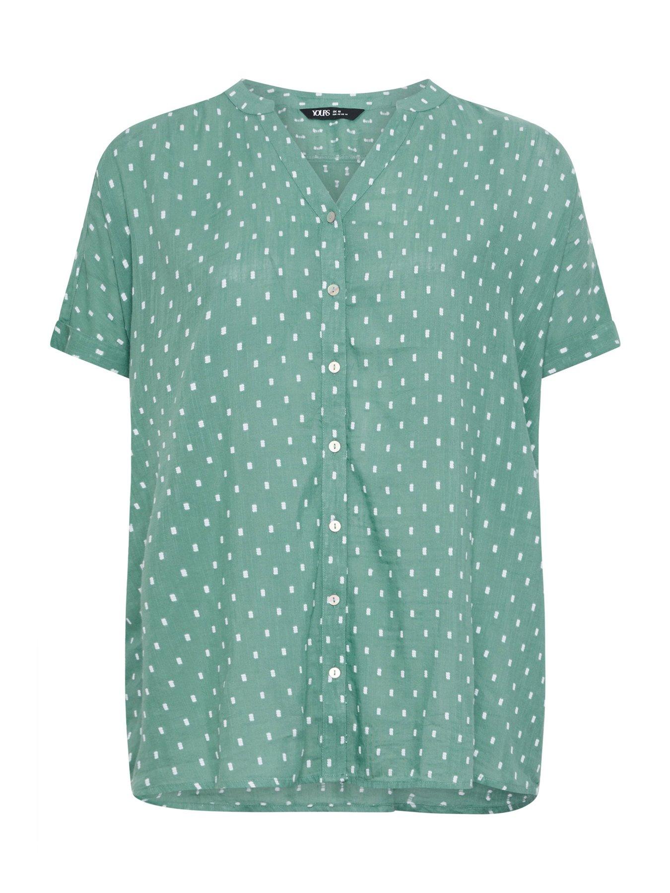  image of yours-curve-dobby-notchneck-blouse-blue