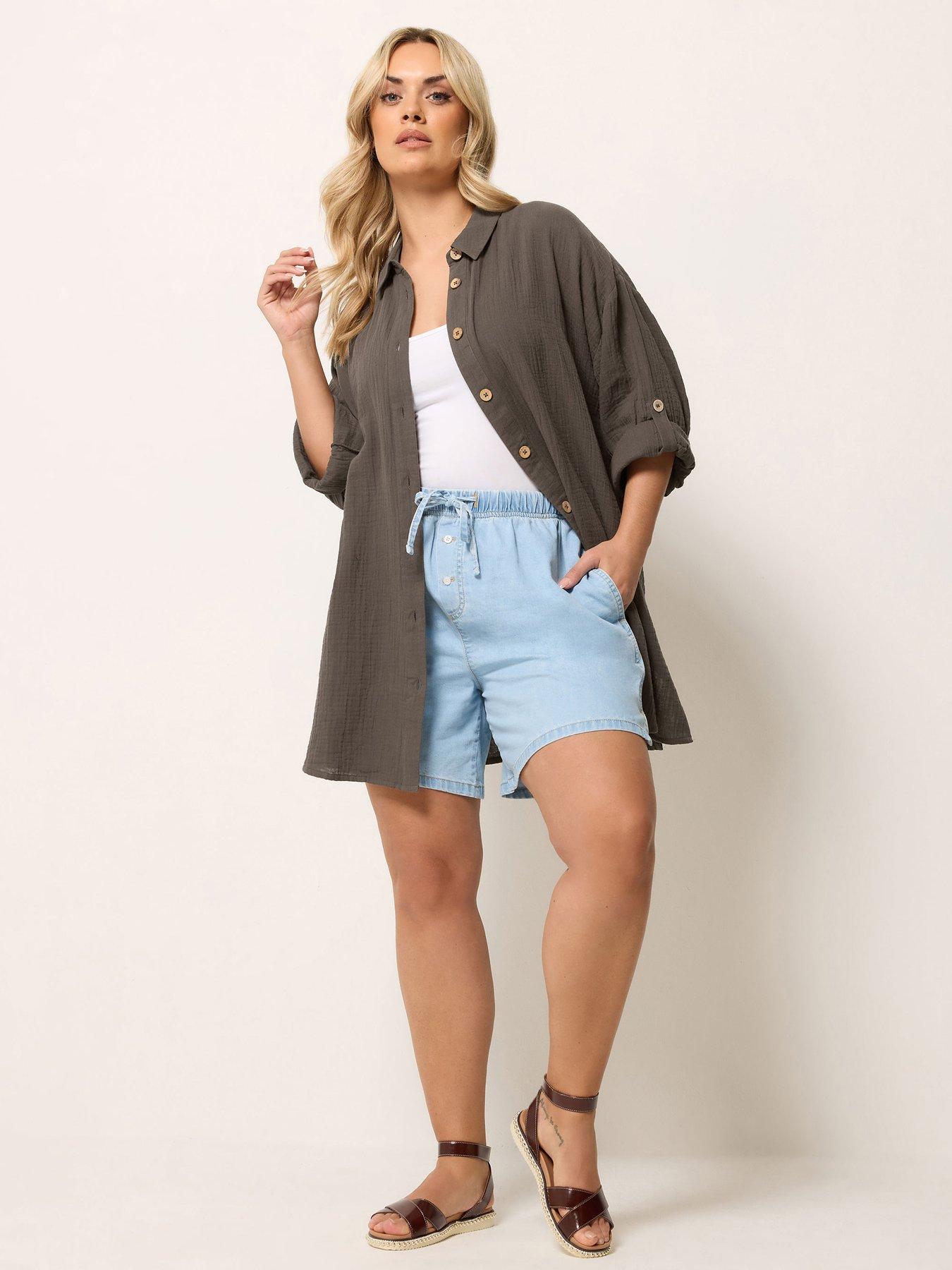 Image 3 of 5 of Yours Curve Cheesecloth Shirt - Brown