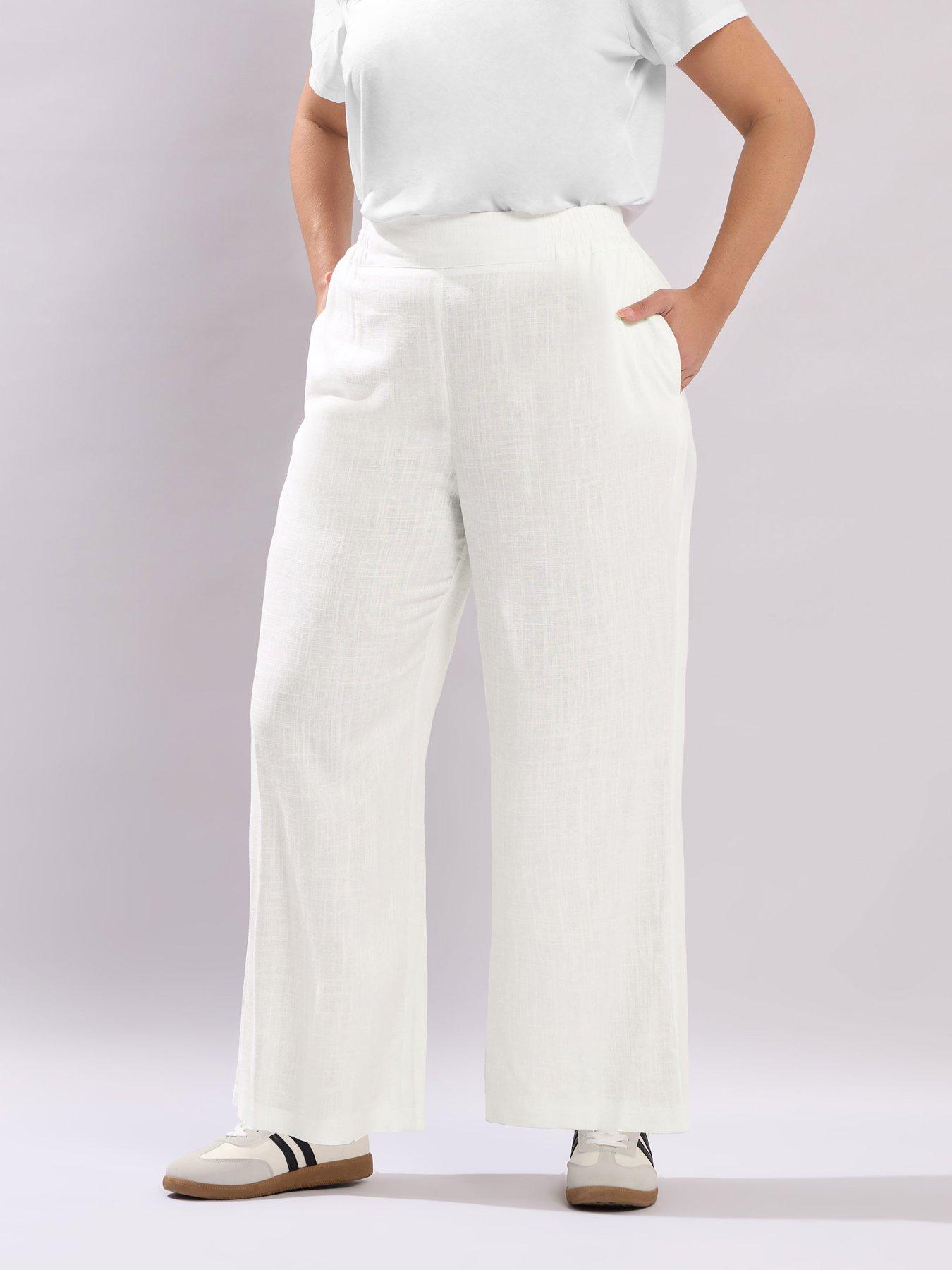 yours-curve-linen-mix-pull-on-wide-leg-trousers-white