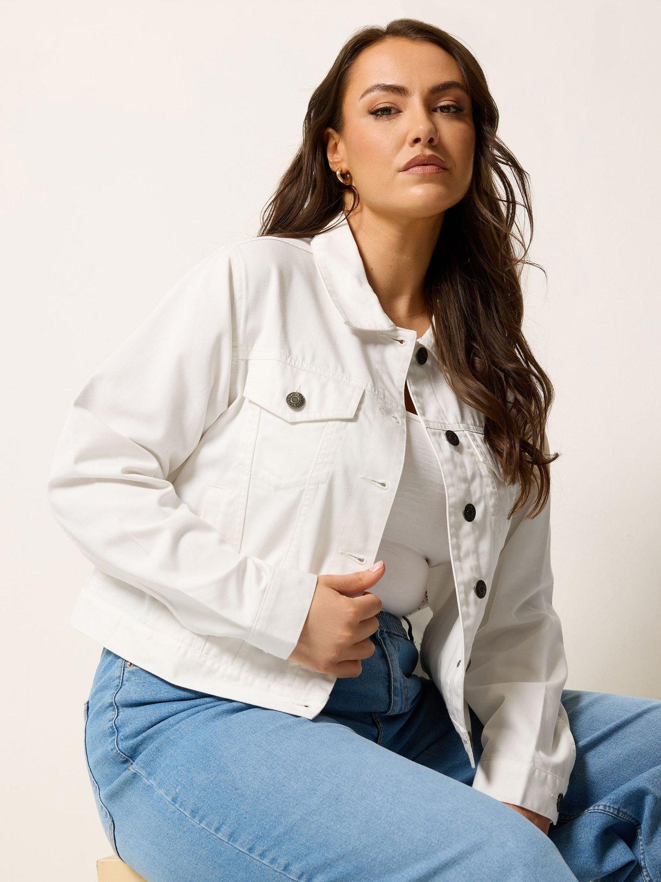 Yours Curve Denim Jacket - White