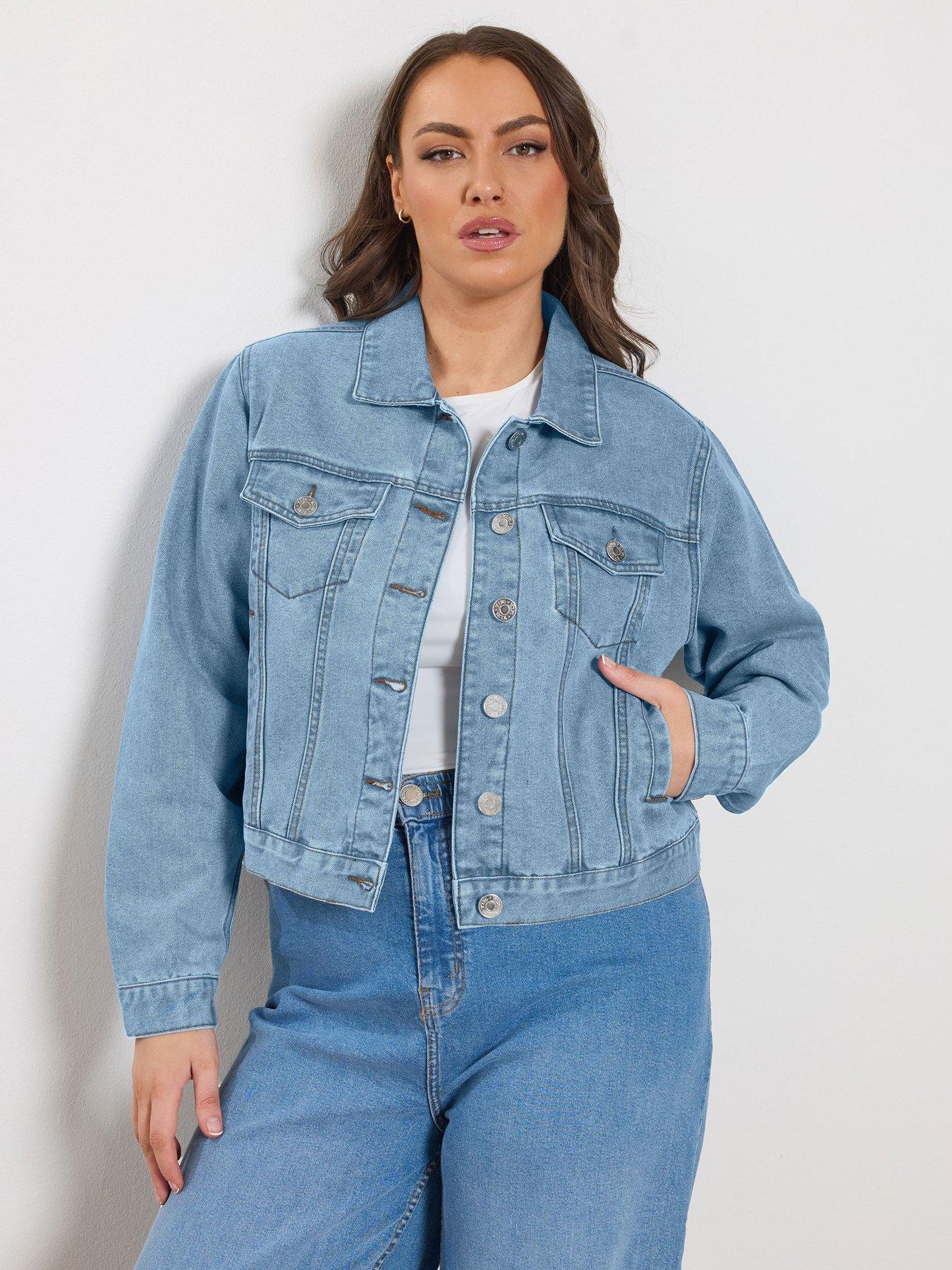 front image of yours-curve-denim-jacket-blue