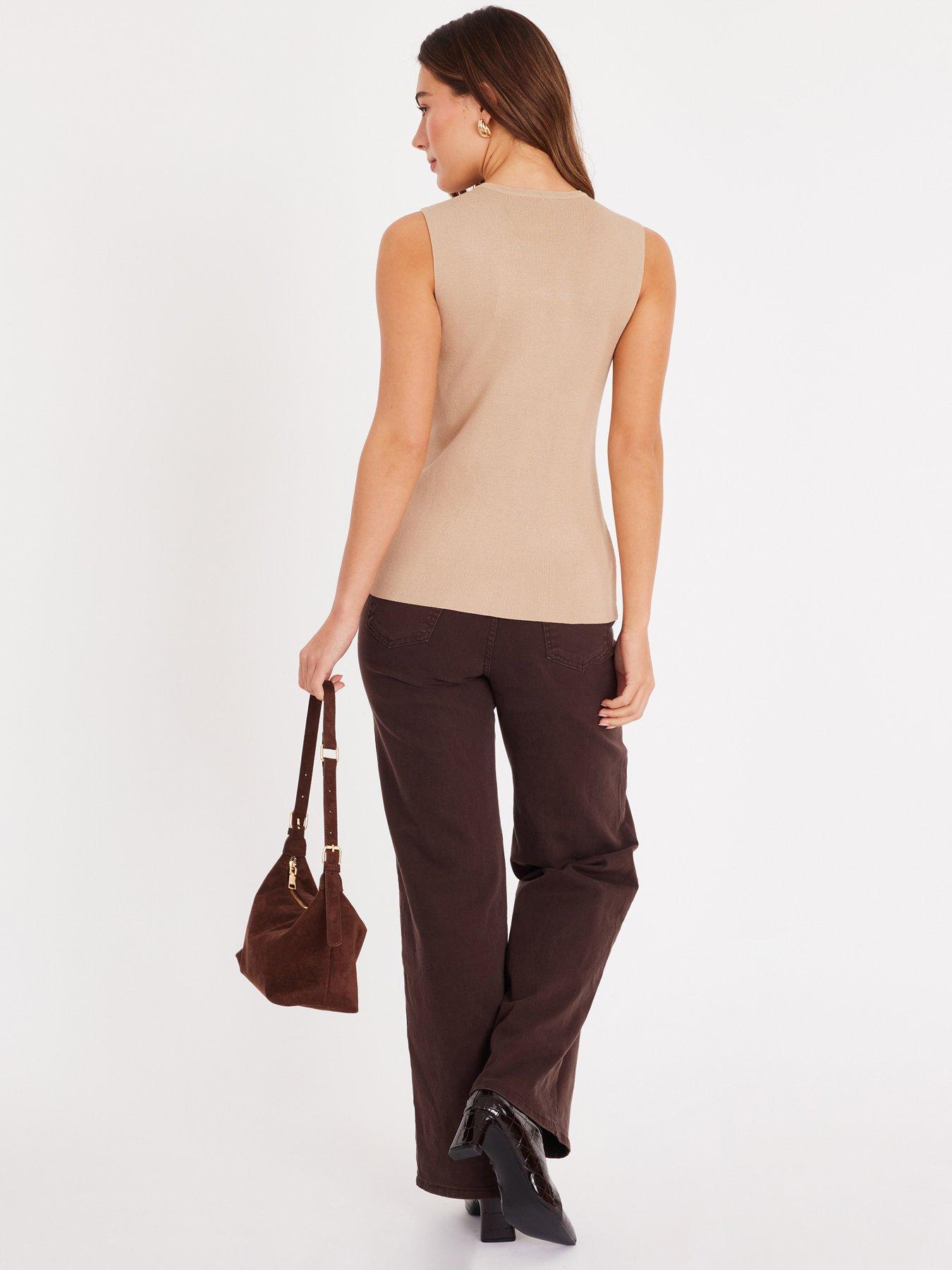 stillFront image of quiz-stone-knitted-button-front-top