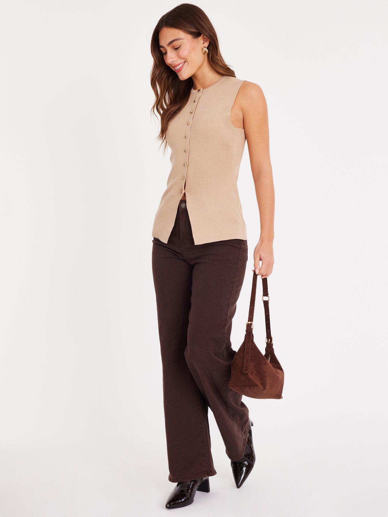  image of quiz-stone-knitted-button-front-top