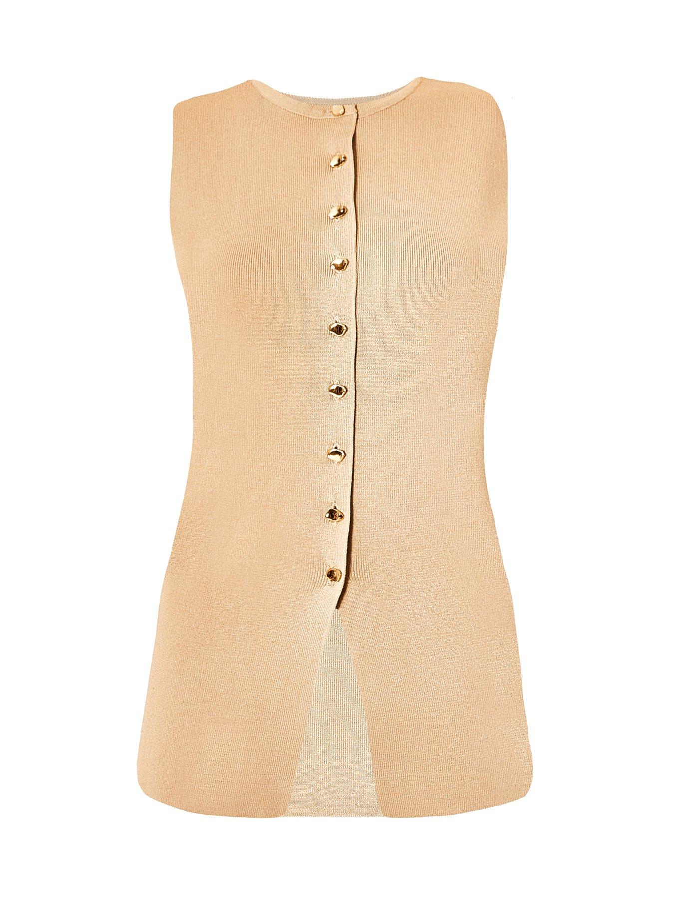  image of quiz-stone-knitted-button-front-top