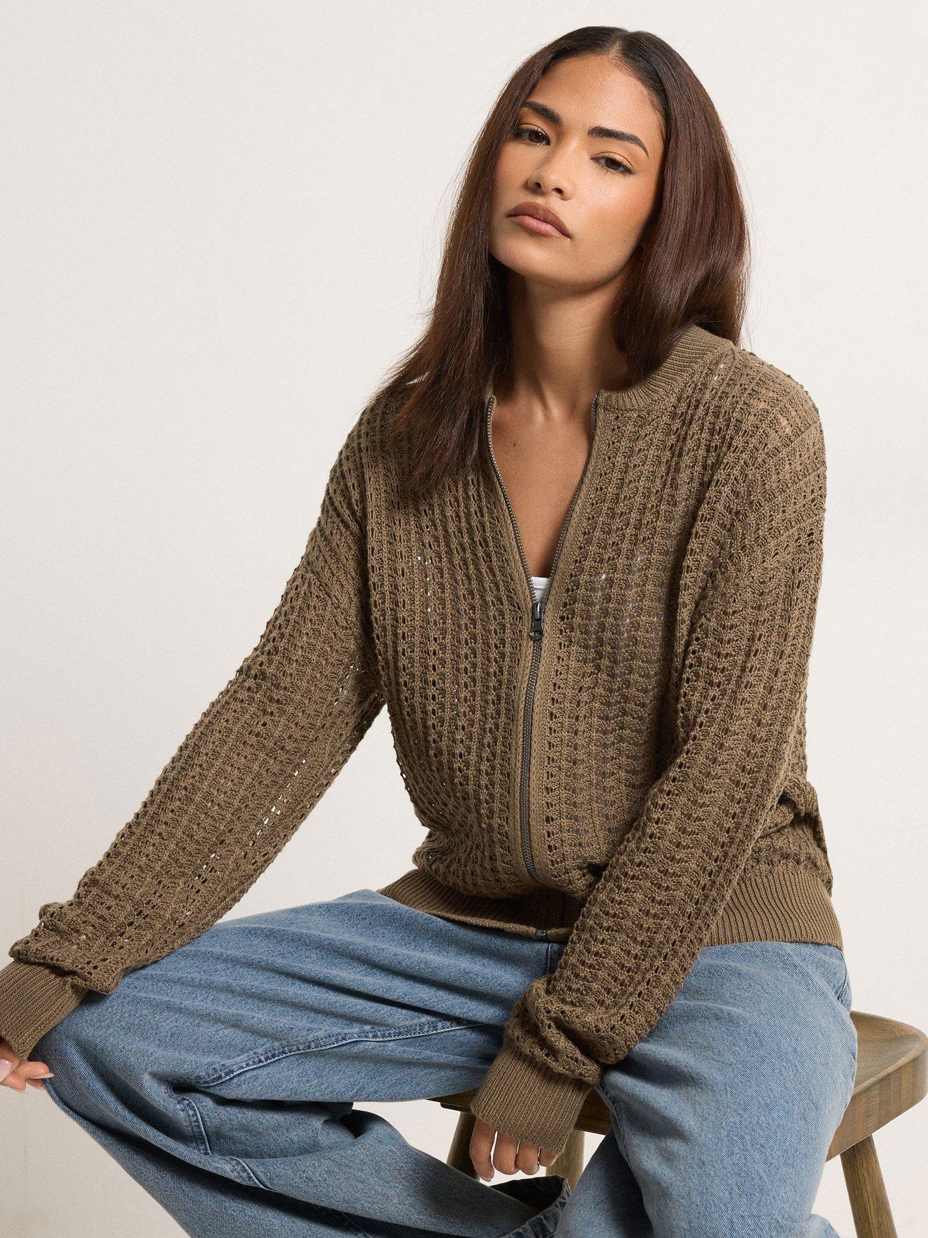 PixieGirl Petite Crochet Bomber Cardigan