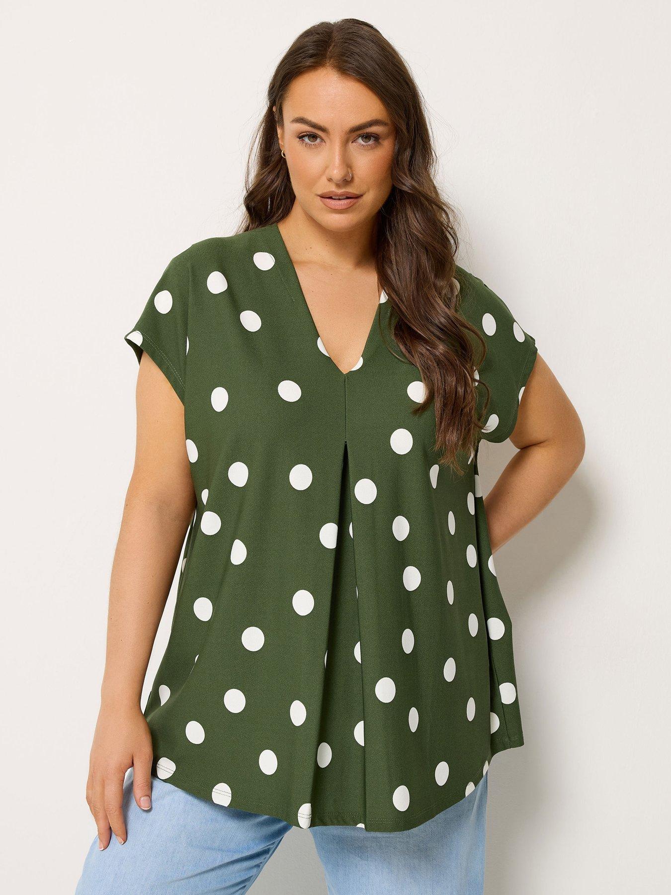 Yours Curve Pleat Crepe T-Shirt - Green