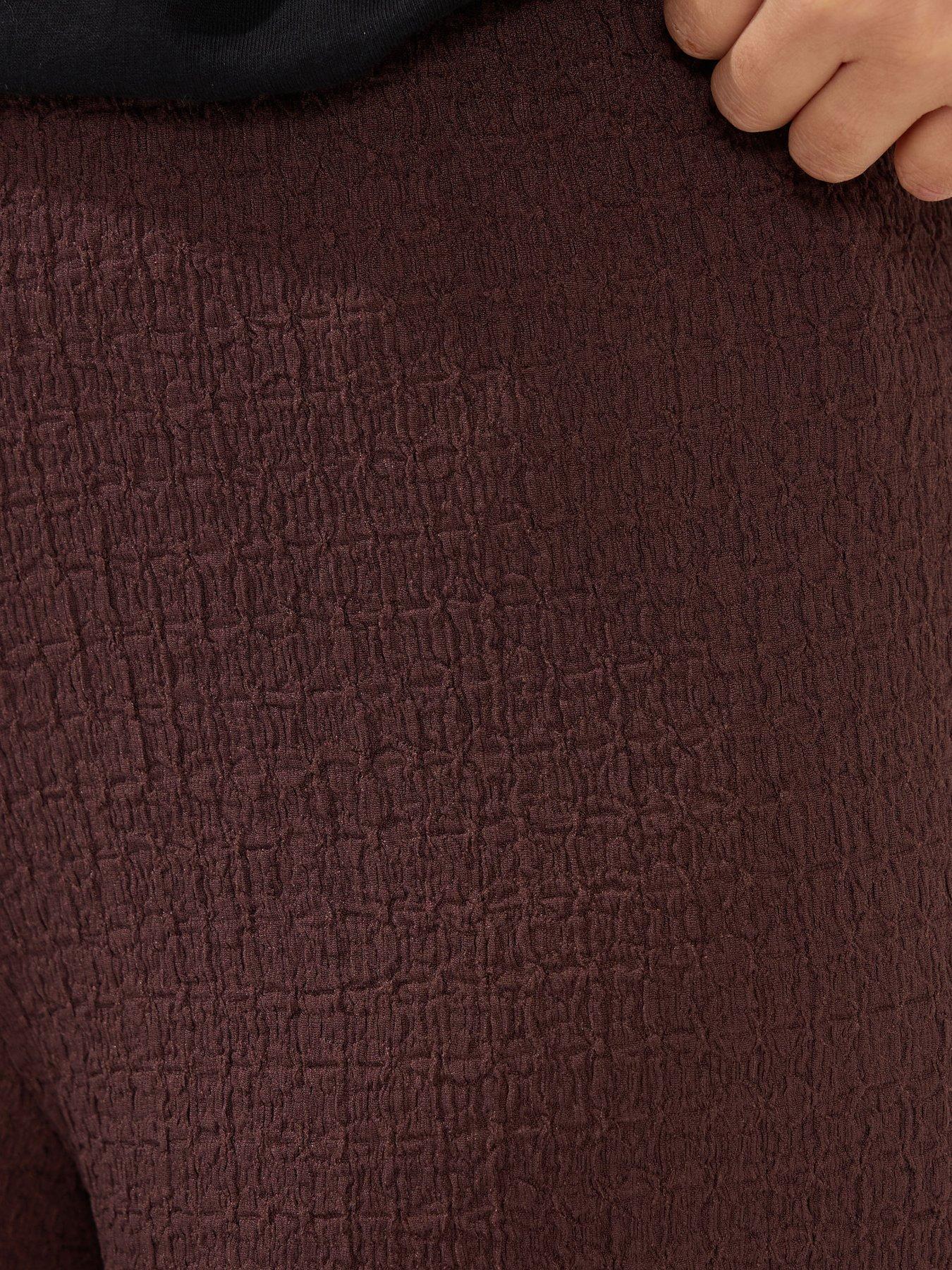 Image 4 of 5 of PixieGirl Petite Textured Wide Leg Trouser - Brown