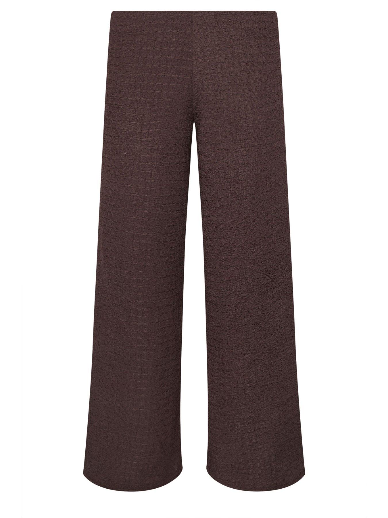 Image 5 of 5 of PixieGirl Petite Textured Wide Leg Trouser - Brown