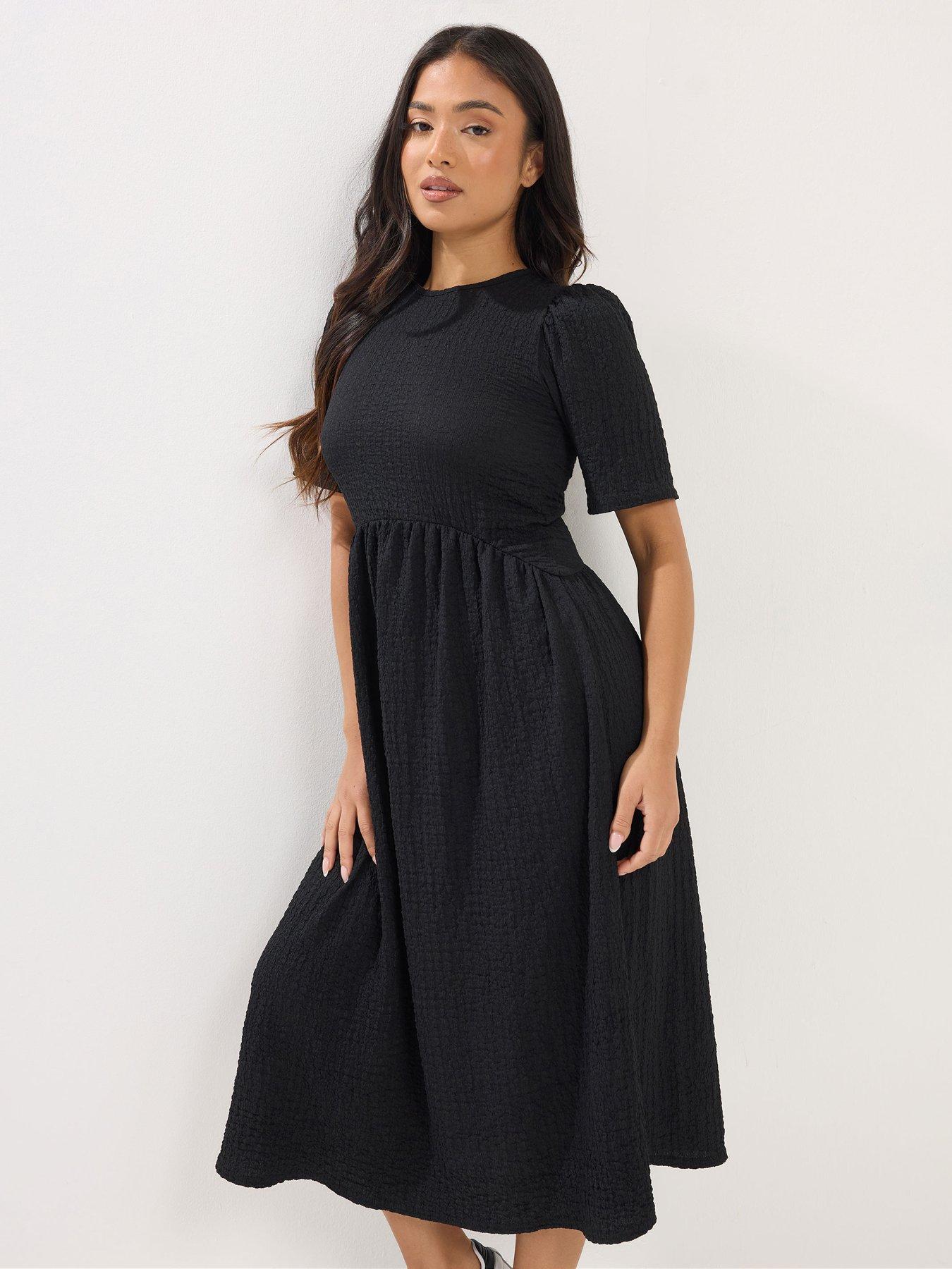  image of pixiegirl-petite-textured-midi-dress-black