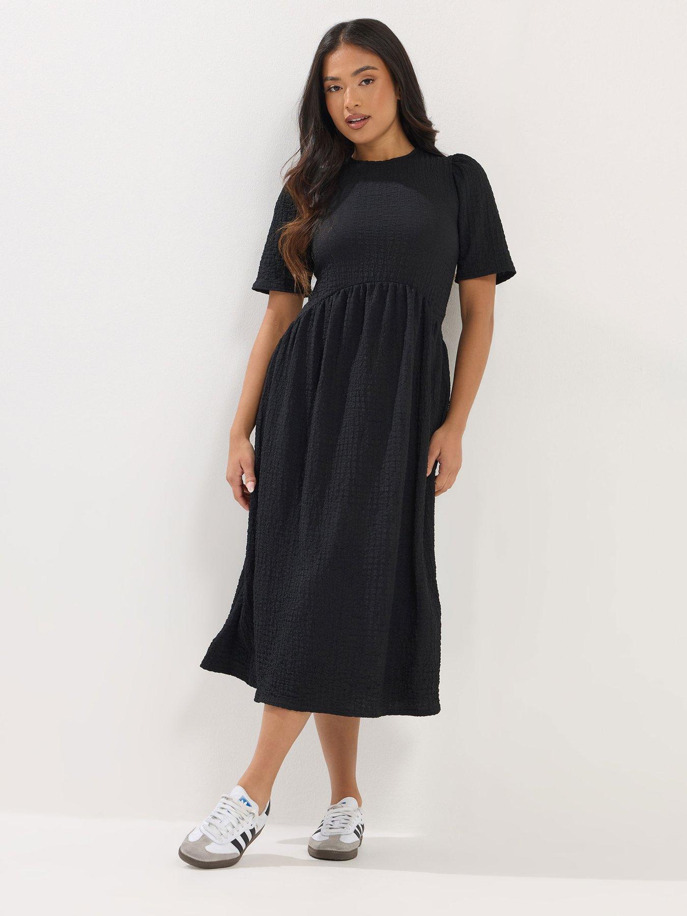  image of pixiegirl-petite-textured-midi-dress-black