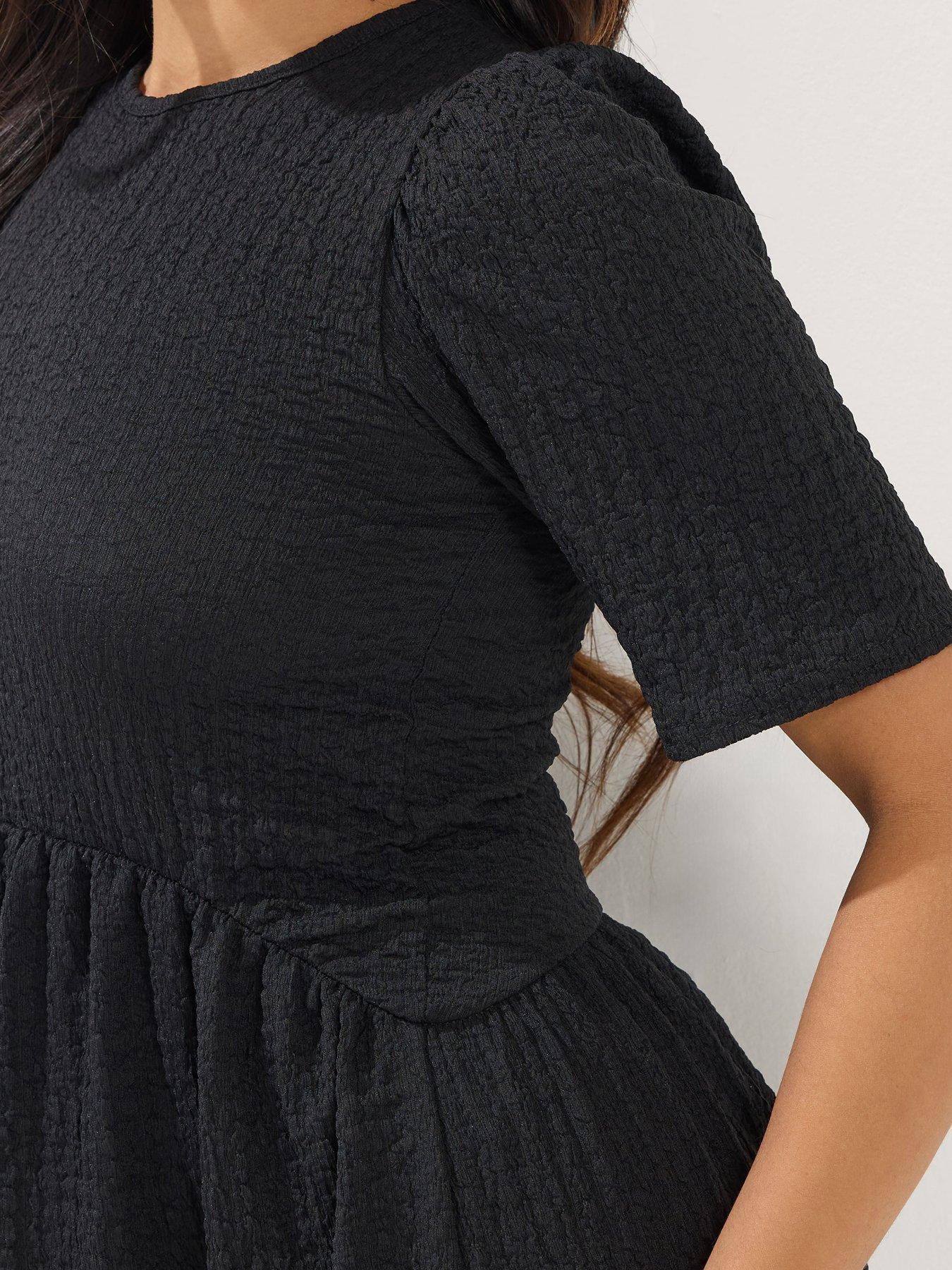  image of pixiegirl-petite-textured-midi-dress-black