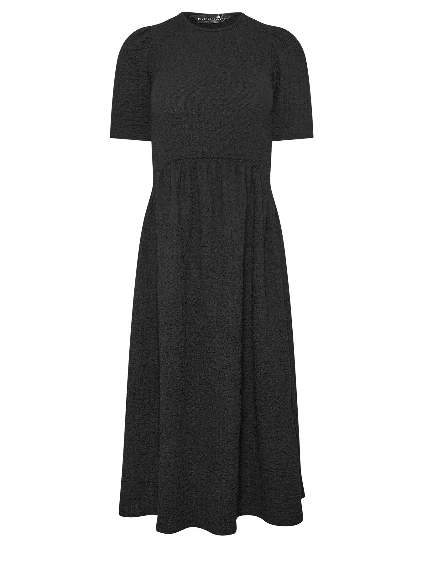  image of pixiegirl-petite-textured-midi-dress-black