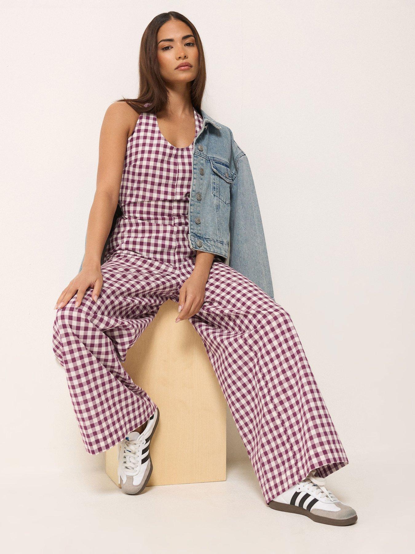  image of pixiegirl-petite-gingham-halter-wide-leg-jumpsuit