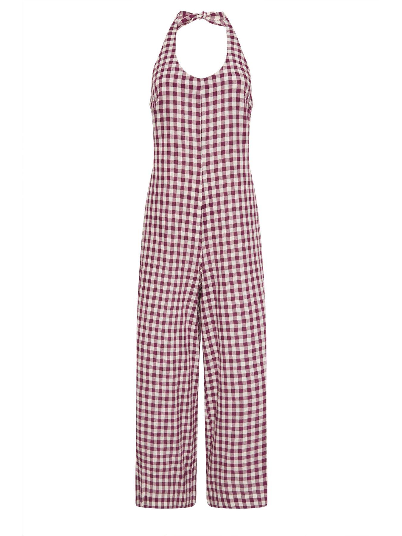  image of pixiegirl-petite-gingham-halter-wide-leg-jumpsuit
