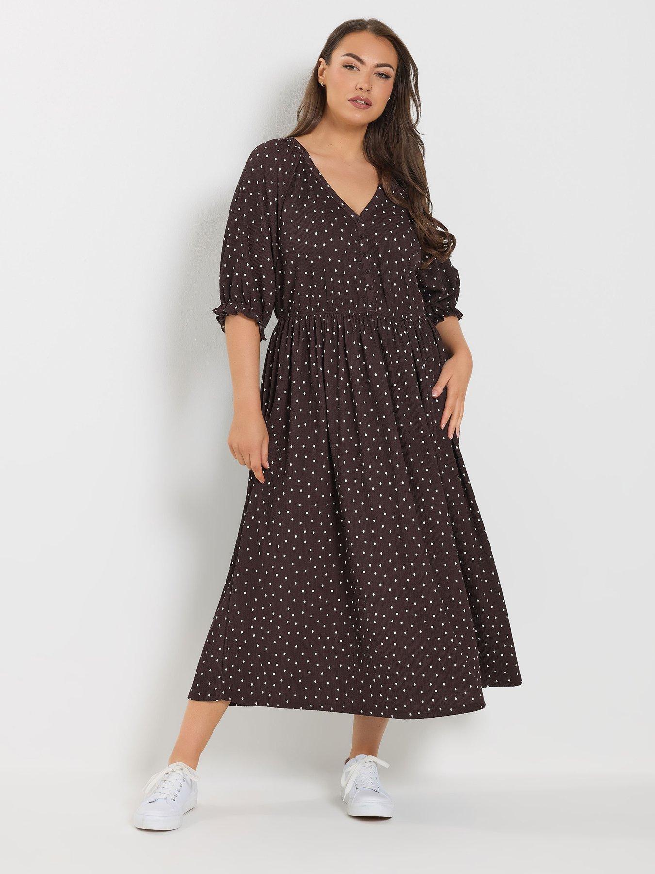 Image 1 of 5 of Yours Curve Raglan Prairie Dress - Brown