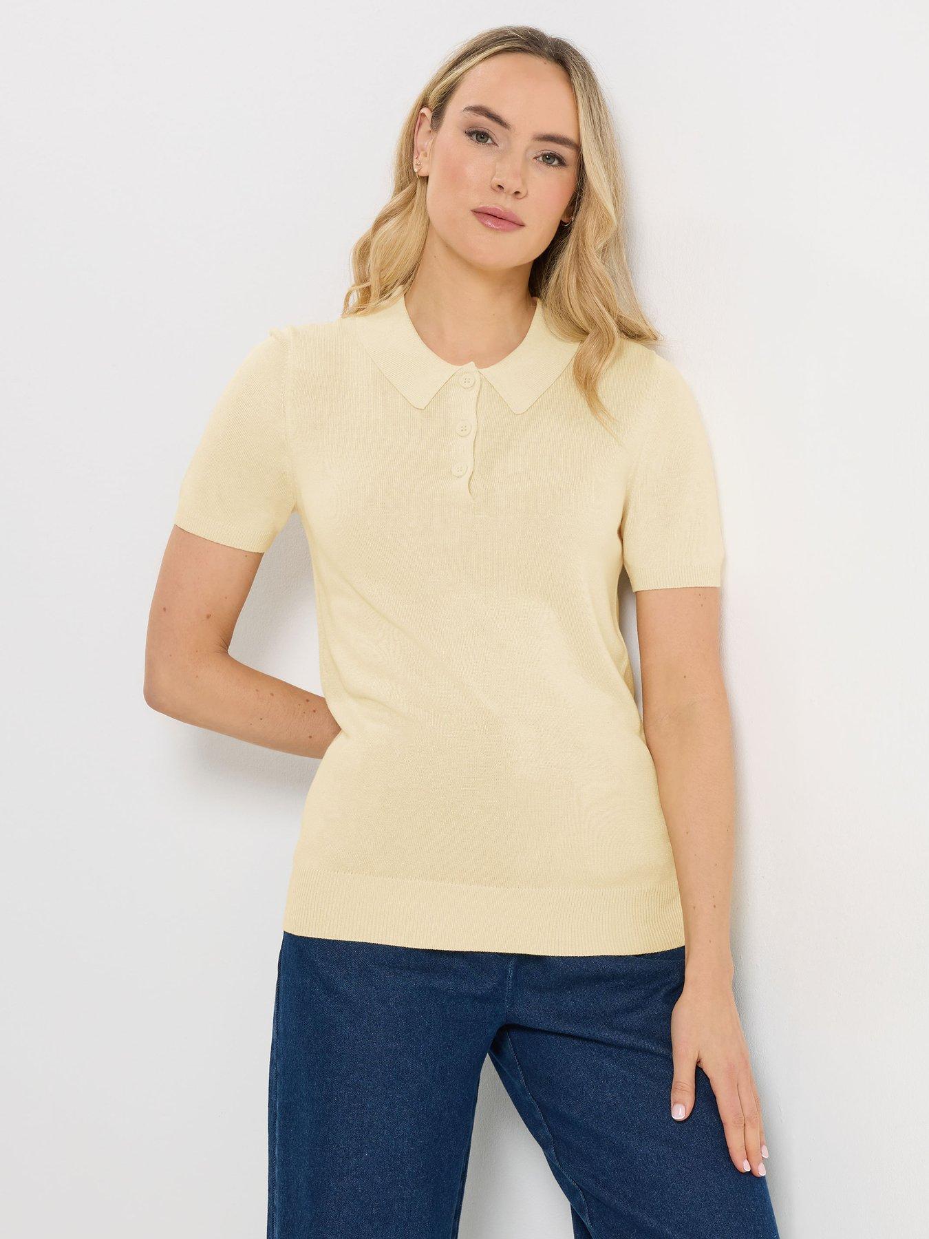 Long Tall Sally Fine Gauge Polo Top - Yellow