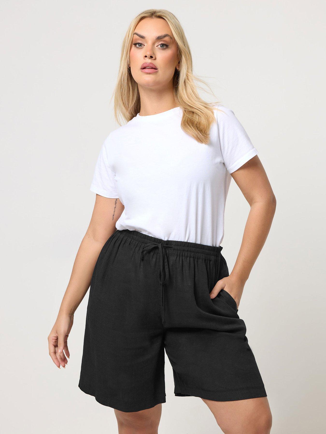 yours-curve-linen-shorts-black