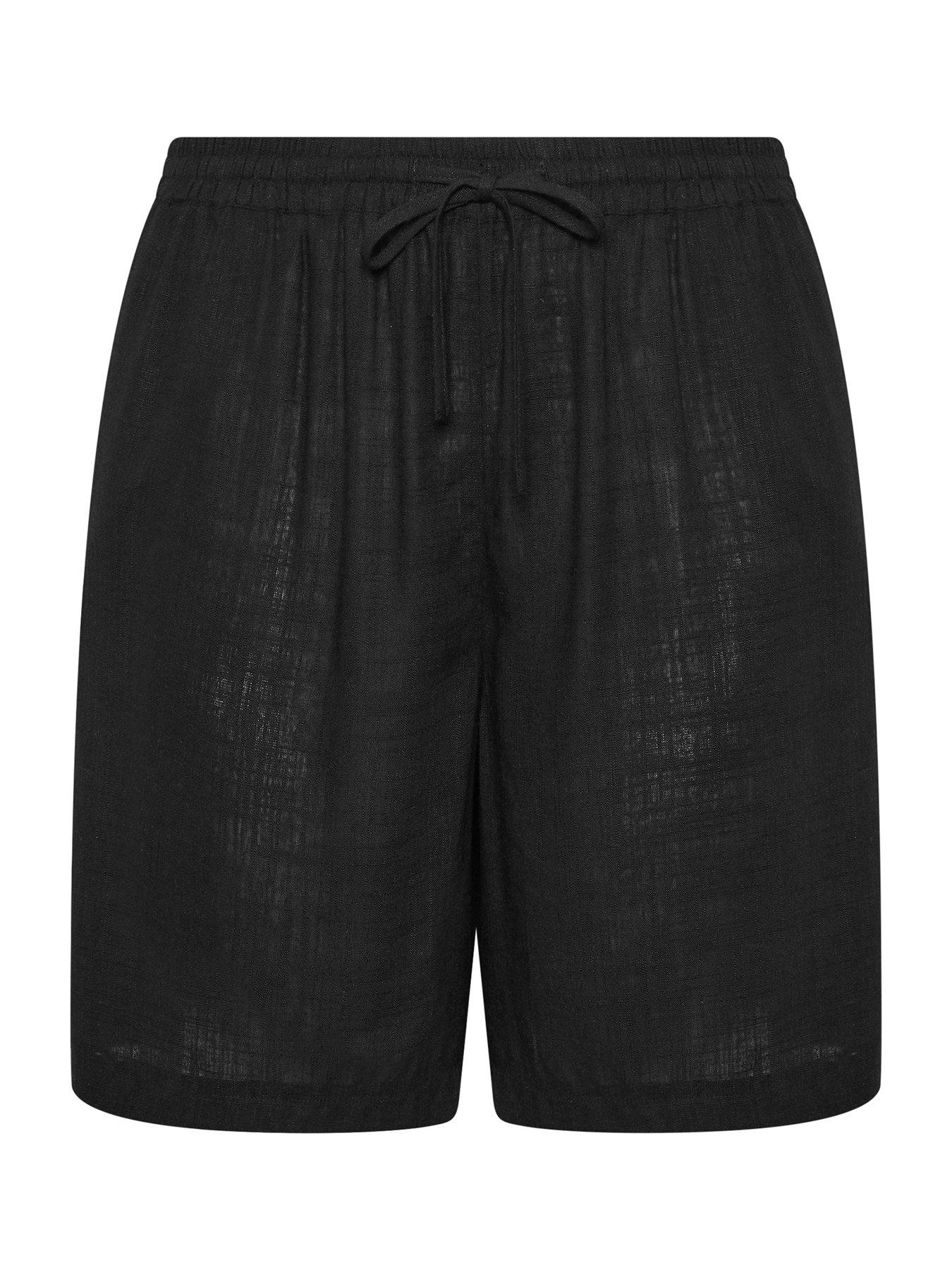 Image 5 of 5 of Yours Curve Linen Shorts - Black