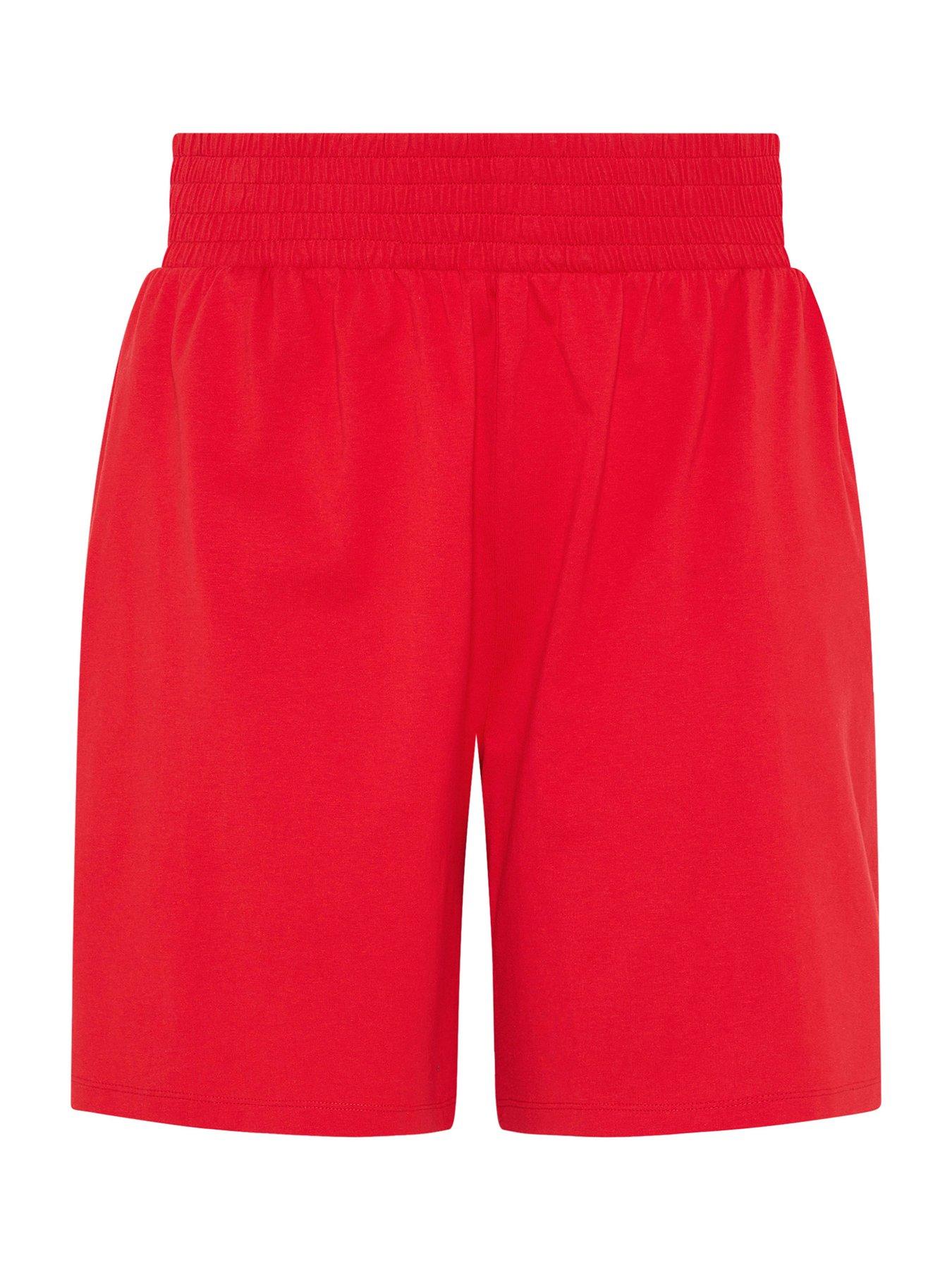  image of yours-curve-jersey-shirred-shorts-red