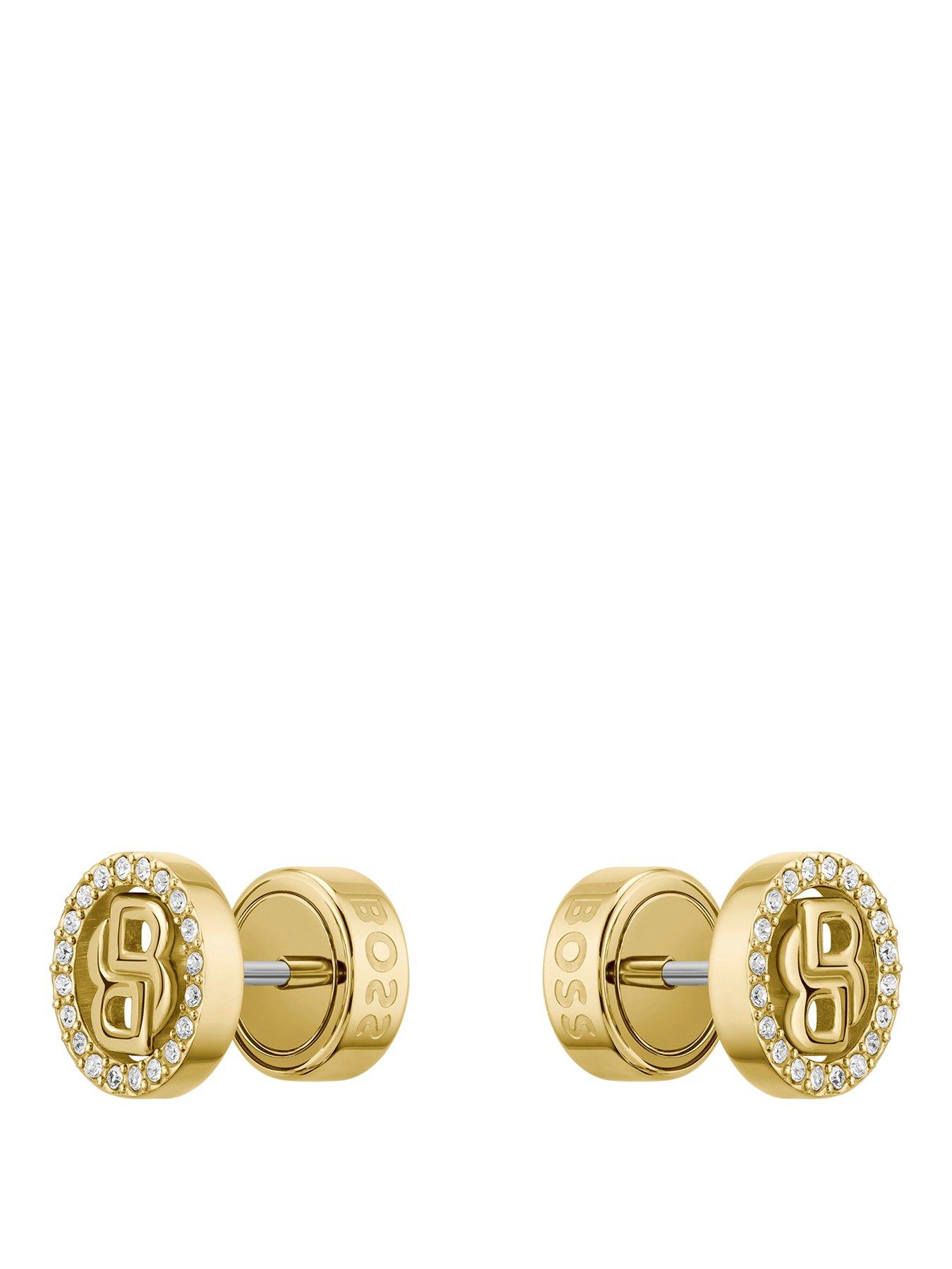  image of boss-double-b-divine-gold-ip-earrings