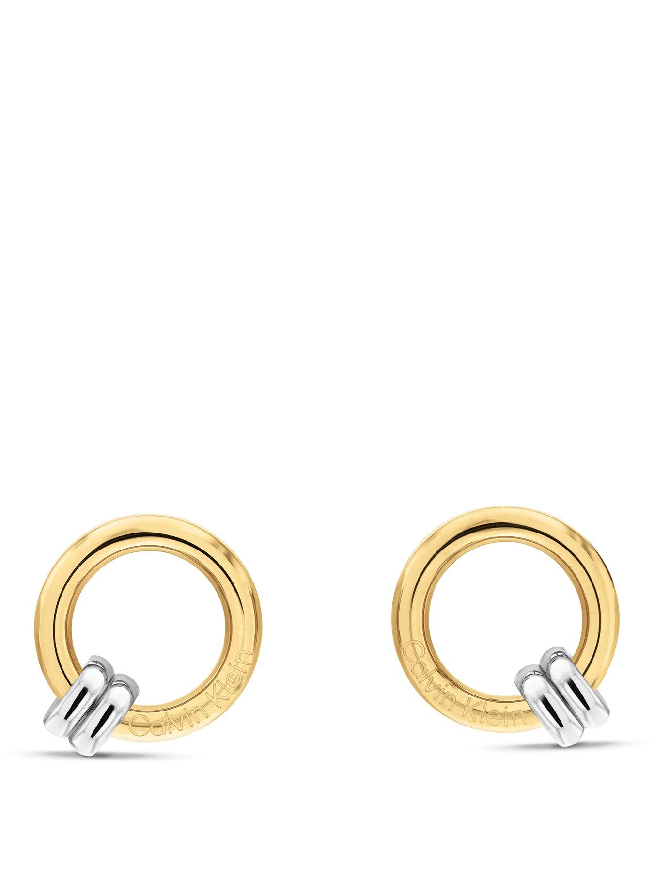 Calvin Klein Womens CK Duality Stainless Steel  &  Gold Plated Earrings